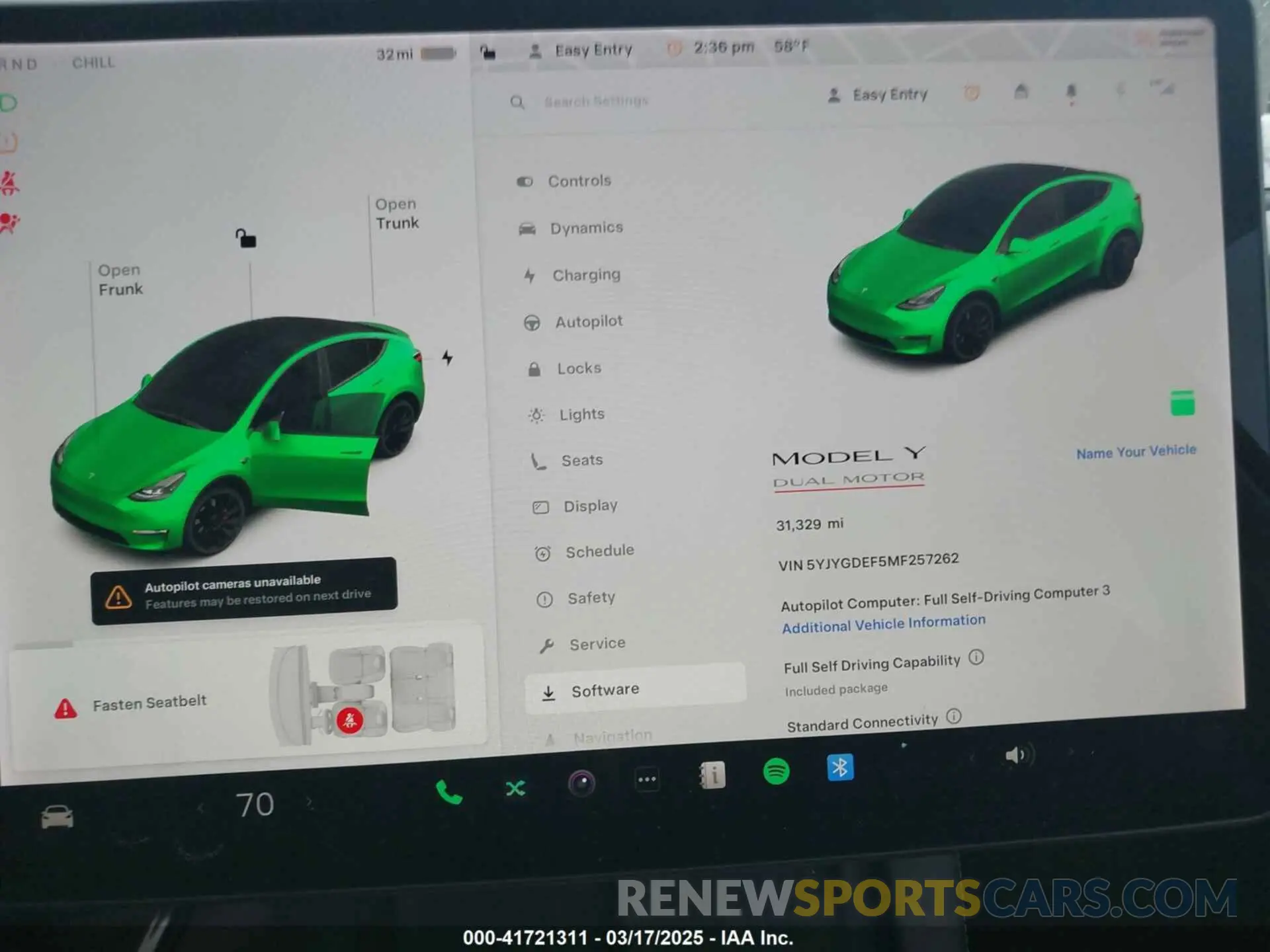 7 fotografías del automóvil dañado 5YJYGDEF5MF257262 TESLA MODEL Y 2021