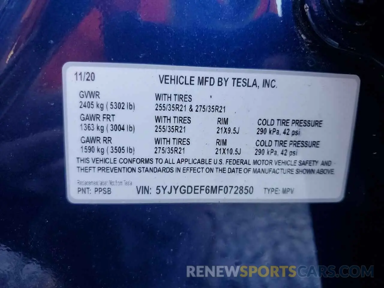14 fotografías del automóvil dañado 5YJYGDEF6MF072850 TESLA MODEL Y 2021