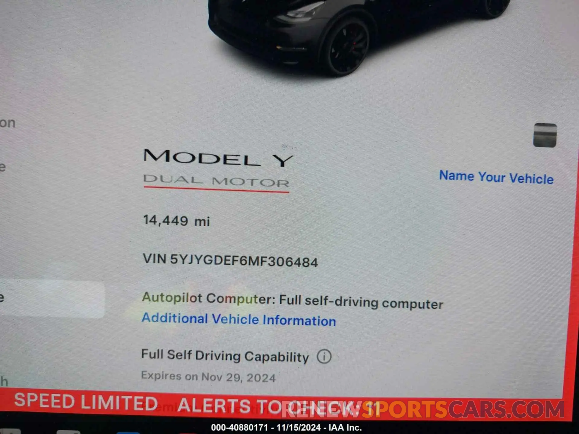 15 fotografías del automóvil dañado 5YJYGDEF6MF306484 TESLA MODEL Y 2021
