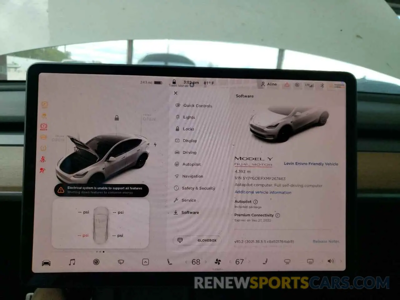 8 fotografías del automóvil dañado 5YJYGDEFXMF267463 TESLA MODEL Y 2021