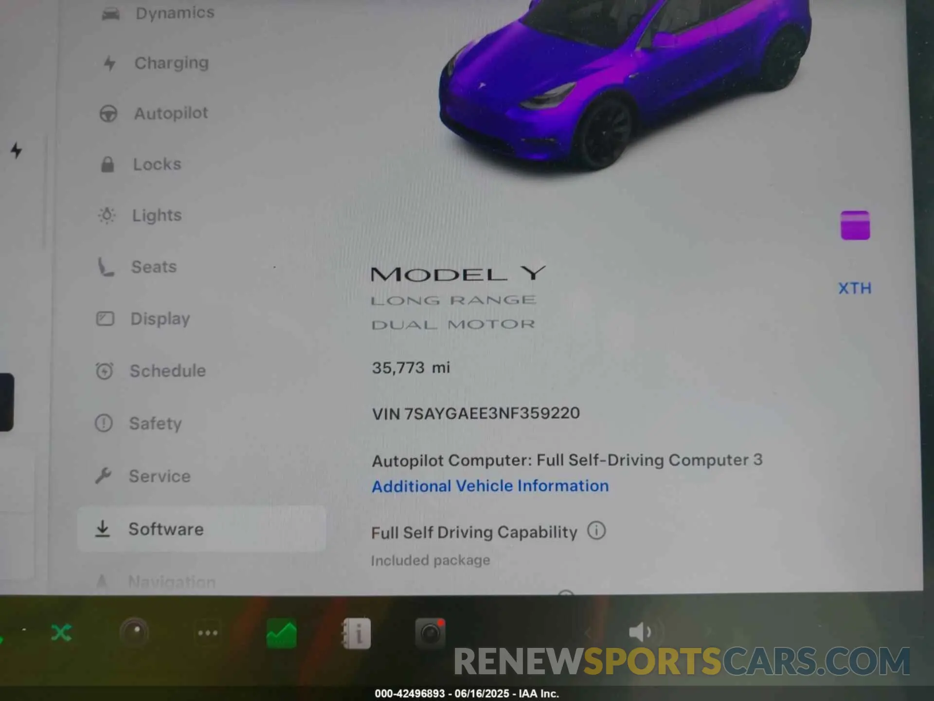 7 fotografías del automóvil dañado 7SAYGAEE3NF359220 TESLA MODEL Y 2022