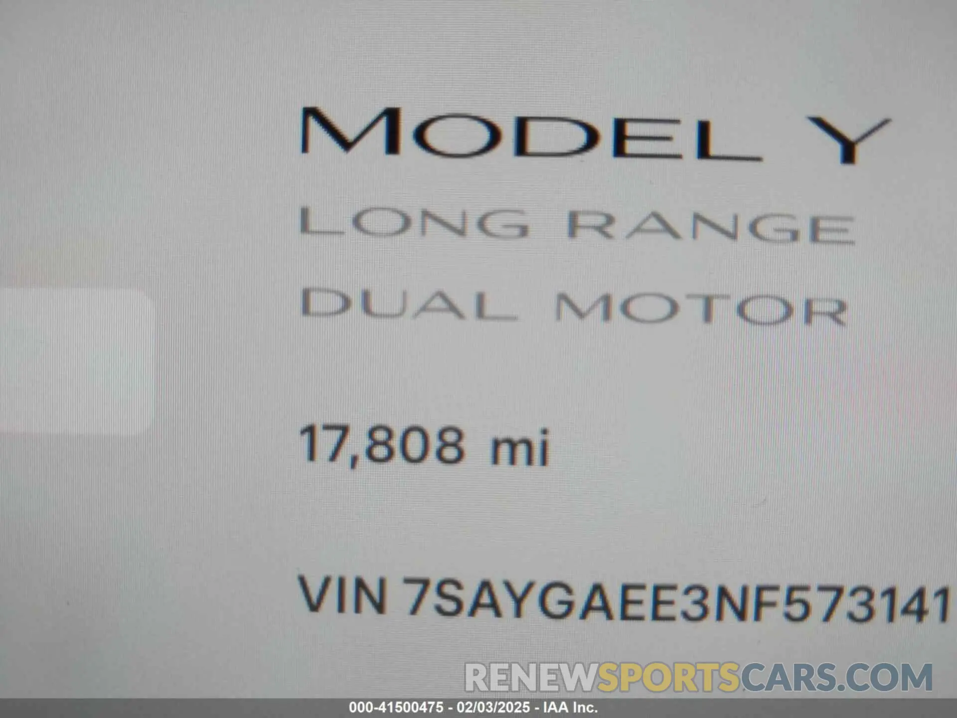 16 fotografías del automóvil dañado 7SAYGAEE3NF573141 TESLA MODEL Y 2022