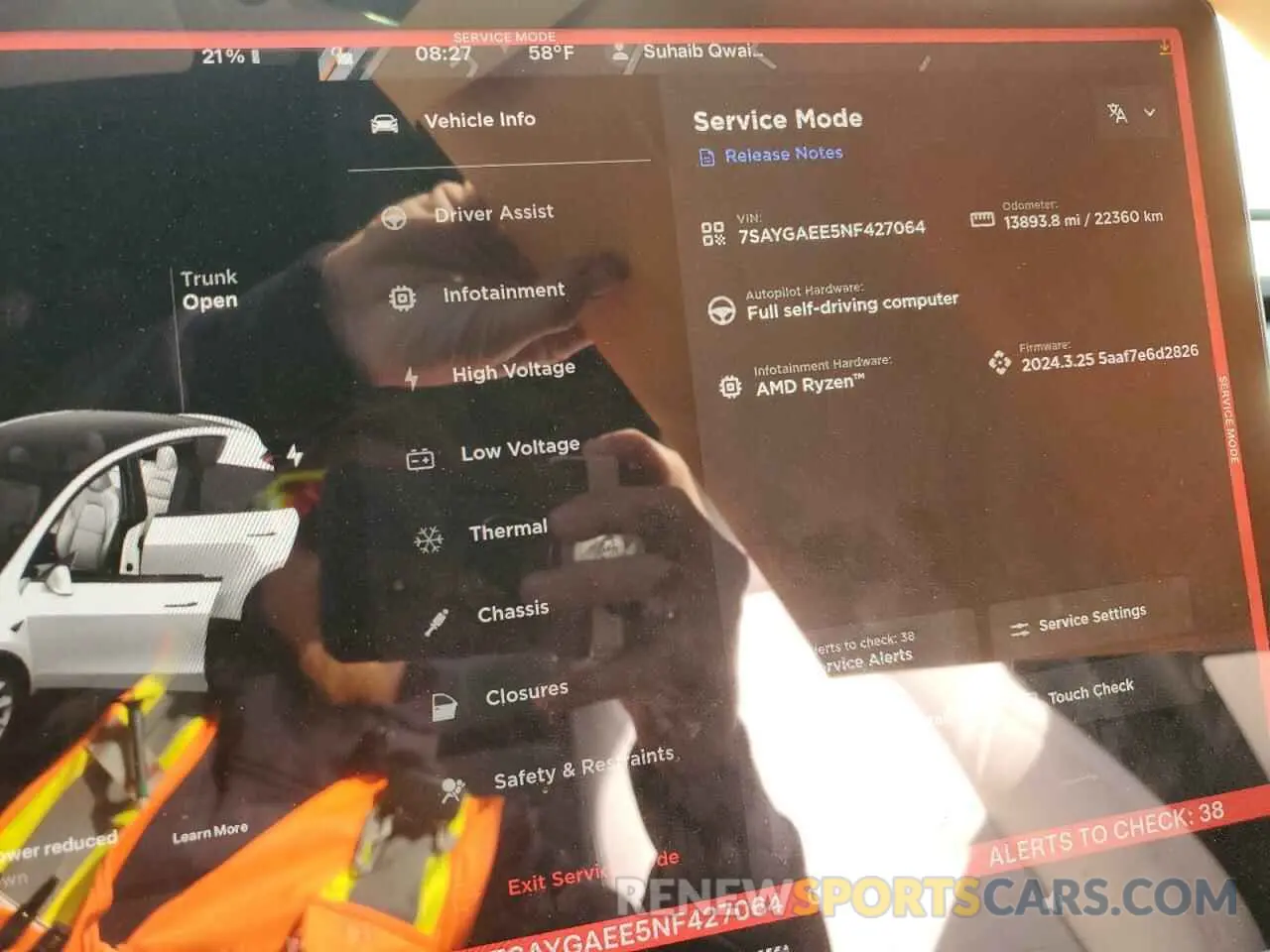 9 fotografías del automóvil dañado 7SAYGAEE5NF427064 TESLA MODEL Y 2022