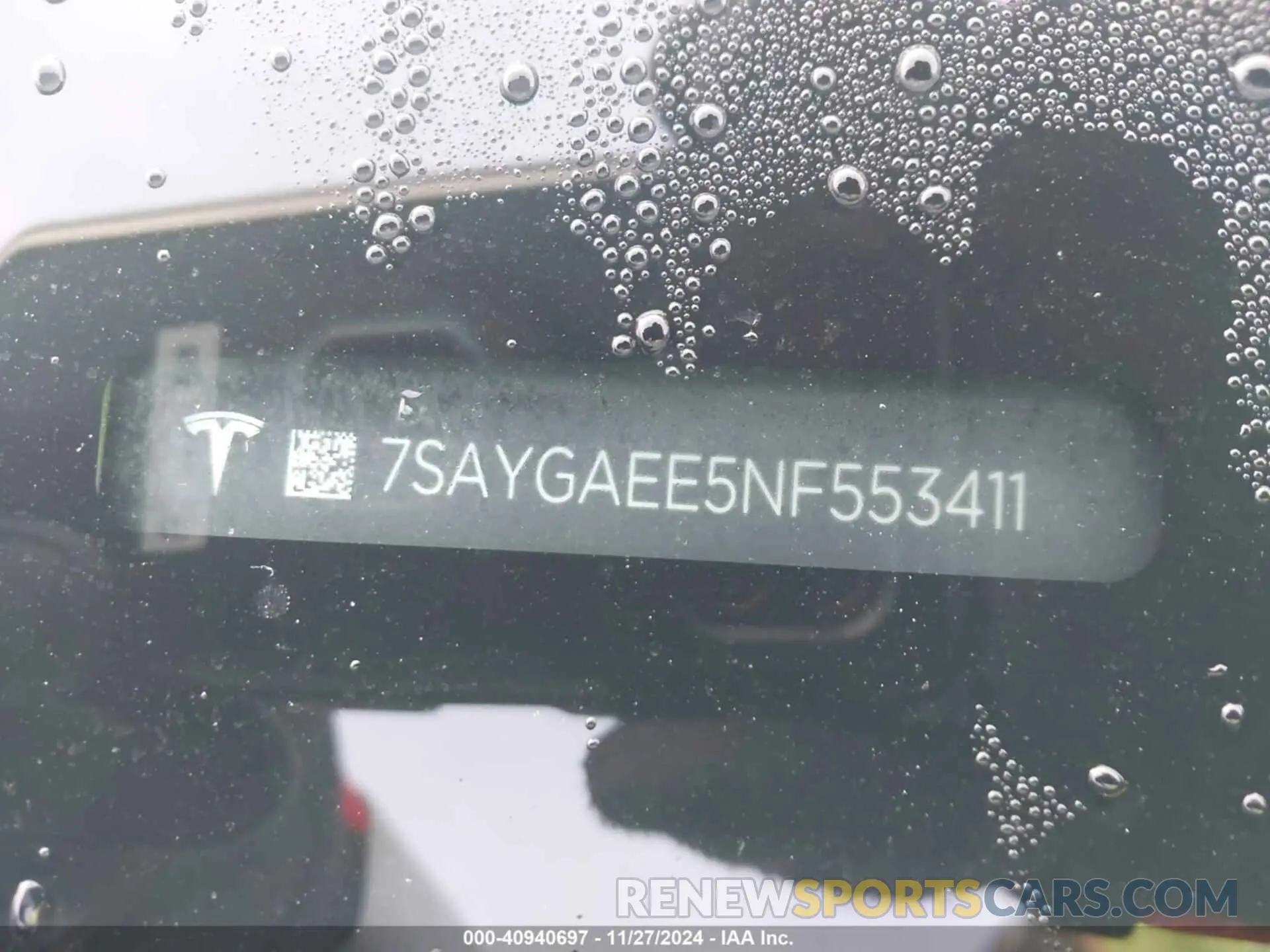9 fotografías del automóvil dañado 7SAYGAEE5NF553411 TESLA MODEL Y 2022