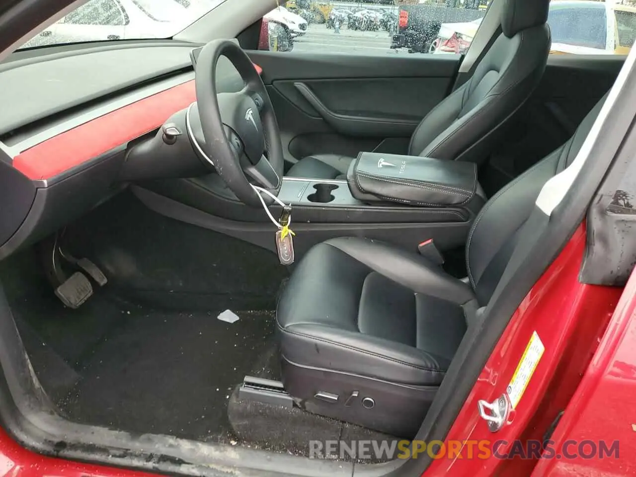 7 fotografías del automóvil dañado 7SAYGAEE6NF348163 TESLA MODEL Y 2022