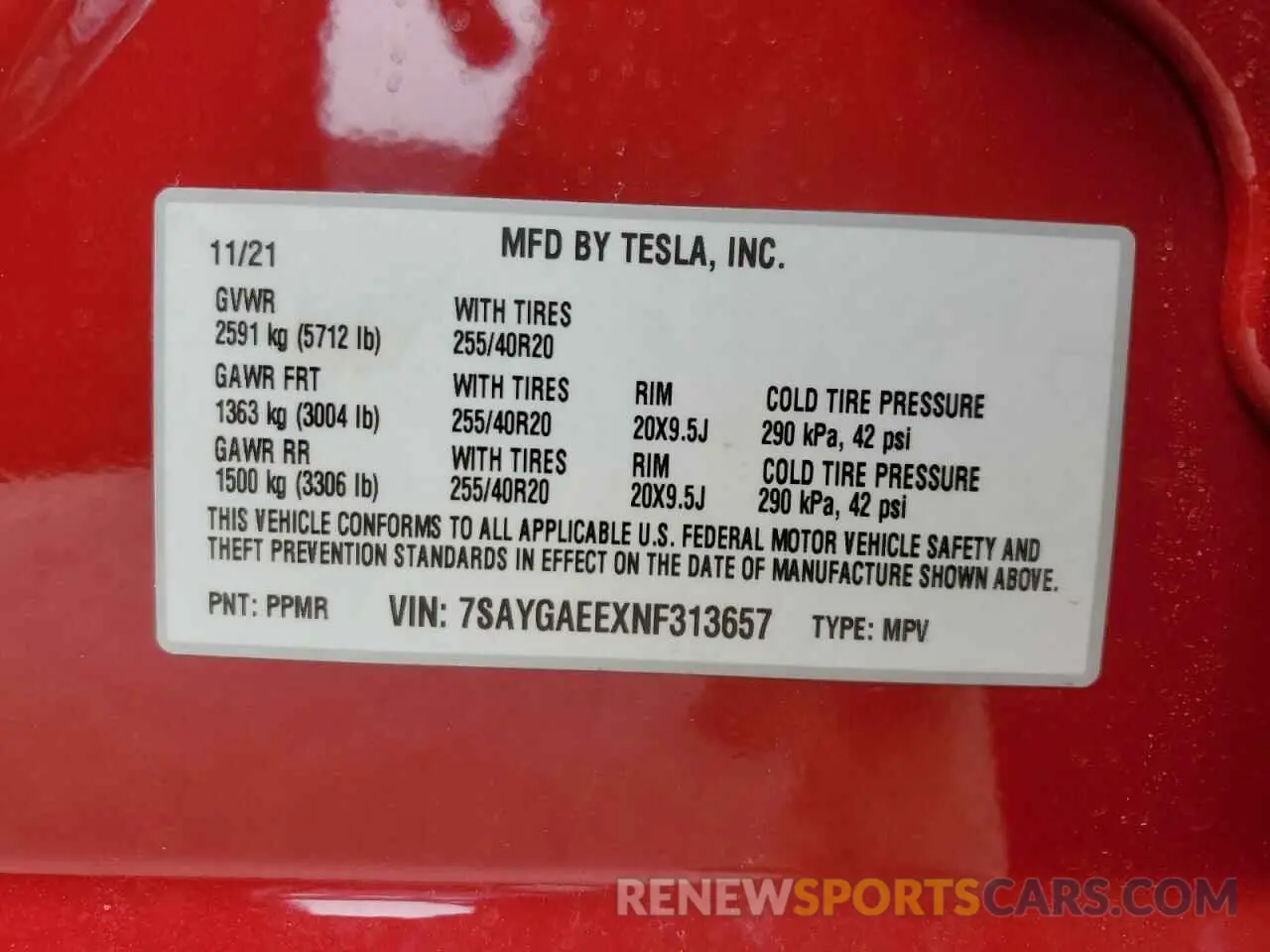 13 fotografías del automóvil dañado 7SAYGAEEXNF313657 TESLA MODEL Y 2022