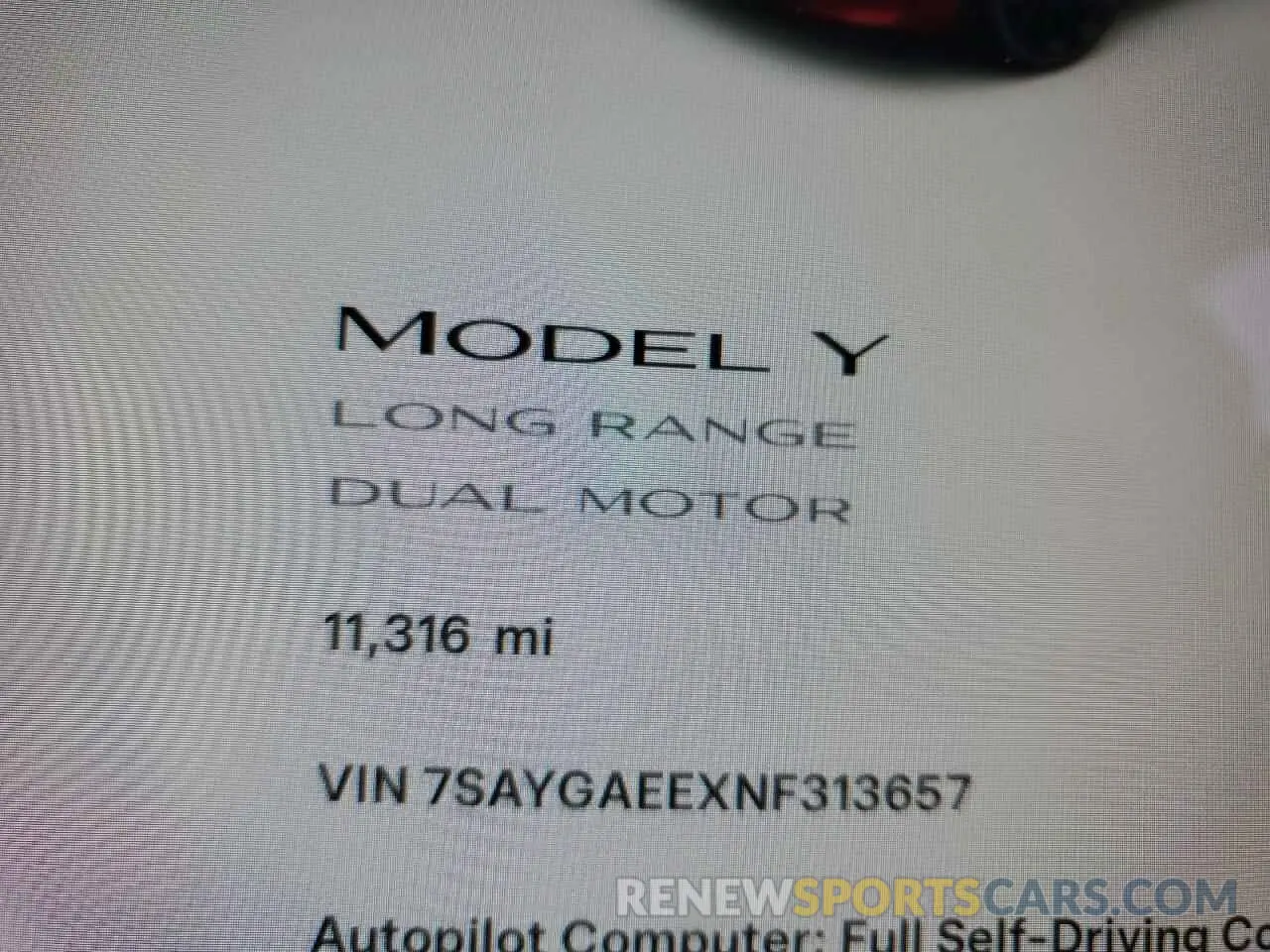 9 fotografías del automóvil dañado 7SAYGAEEXNF313657 TESLA MODEL Y 2022