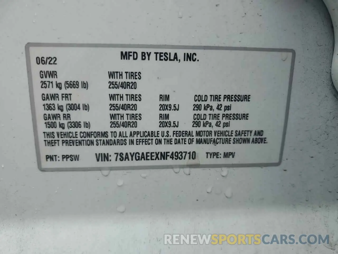 12 fotografías del automóvil dañado 7SAYGAEEXNF493710 TESLA MODEL Y 2022