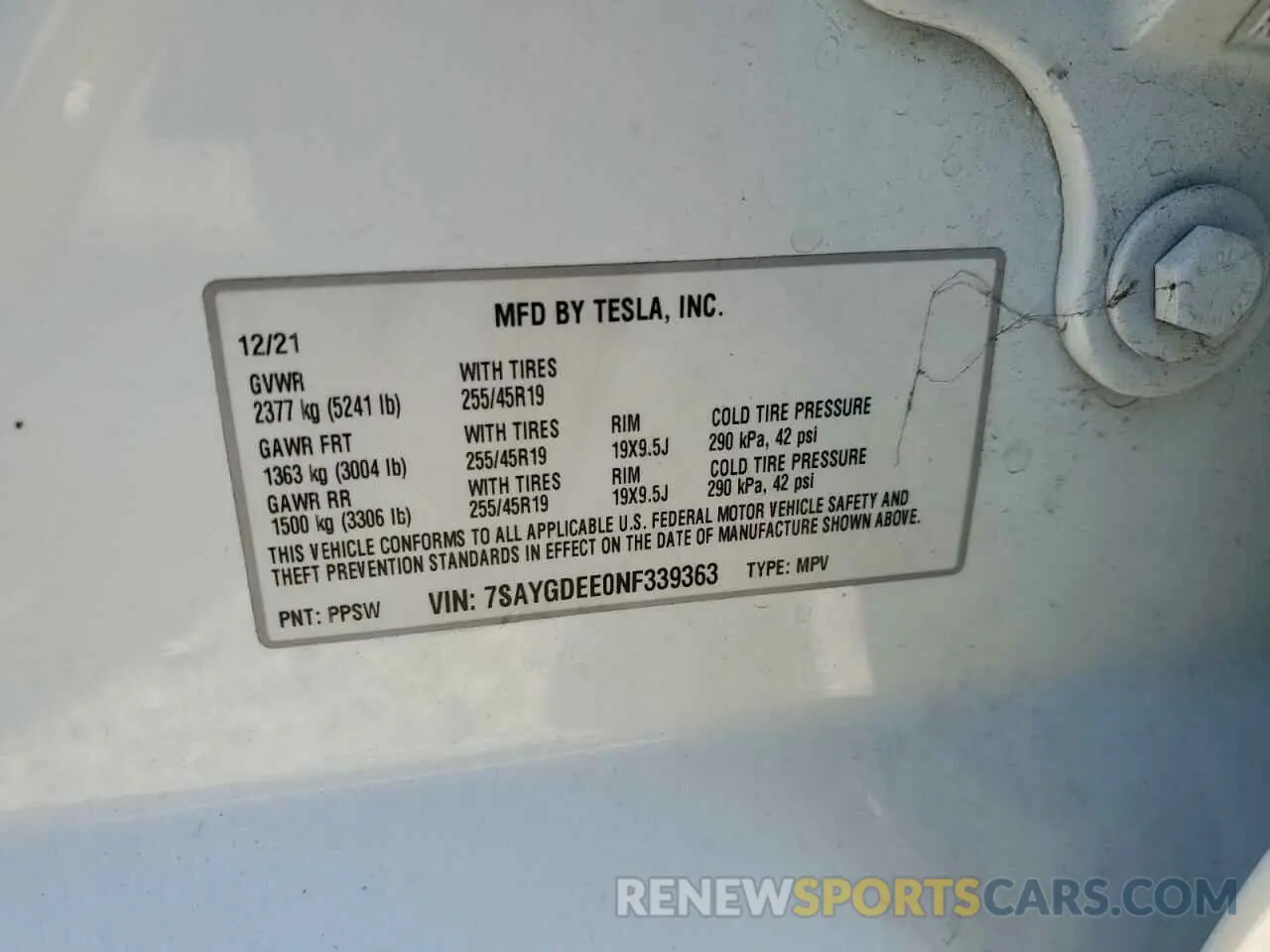 14 fotografías del automóvil dañado 7SAYGDEE0NF339363 TESLA MODEL Y 2022