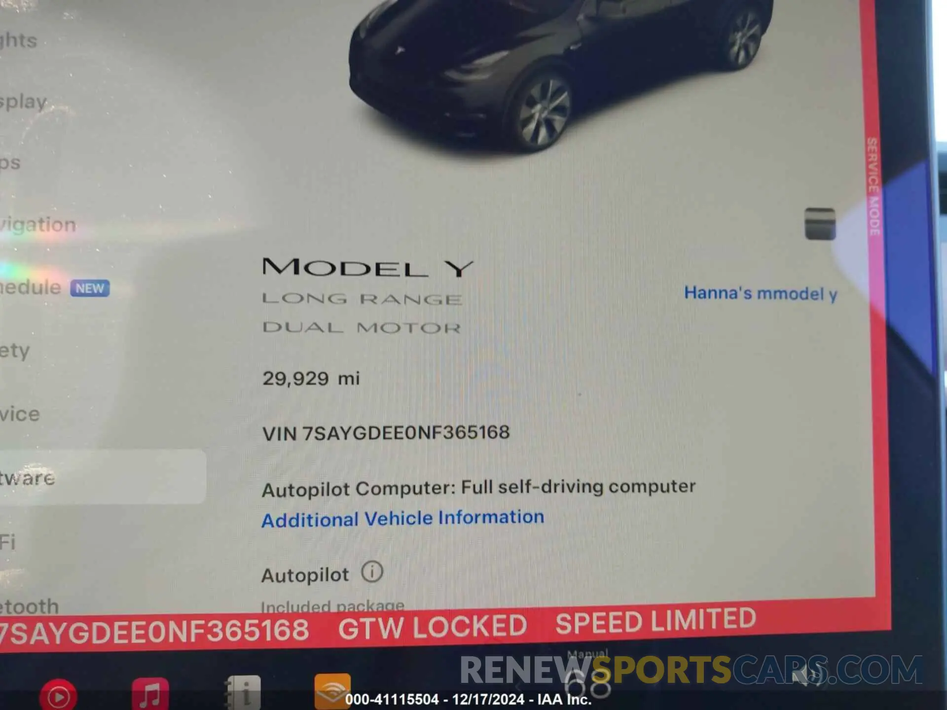 7 fotografías del automóvil dañado 7SAYGDEE0NF365168 TESLA MODEL Y 2022