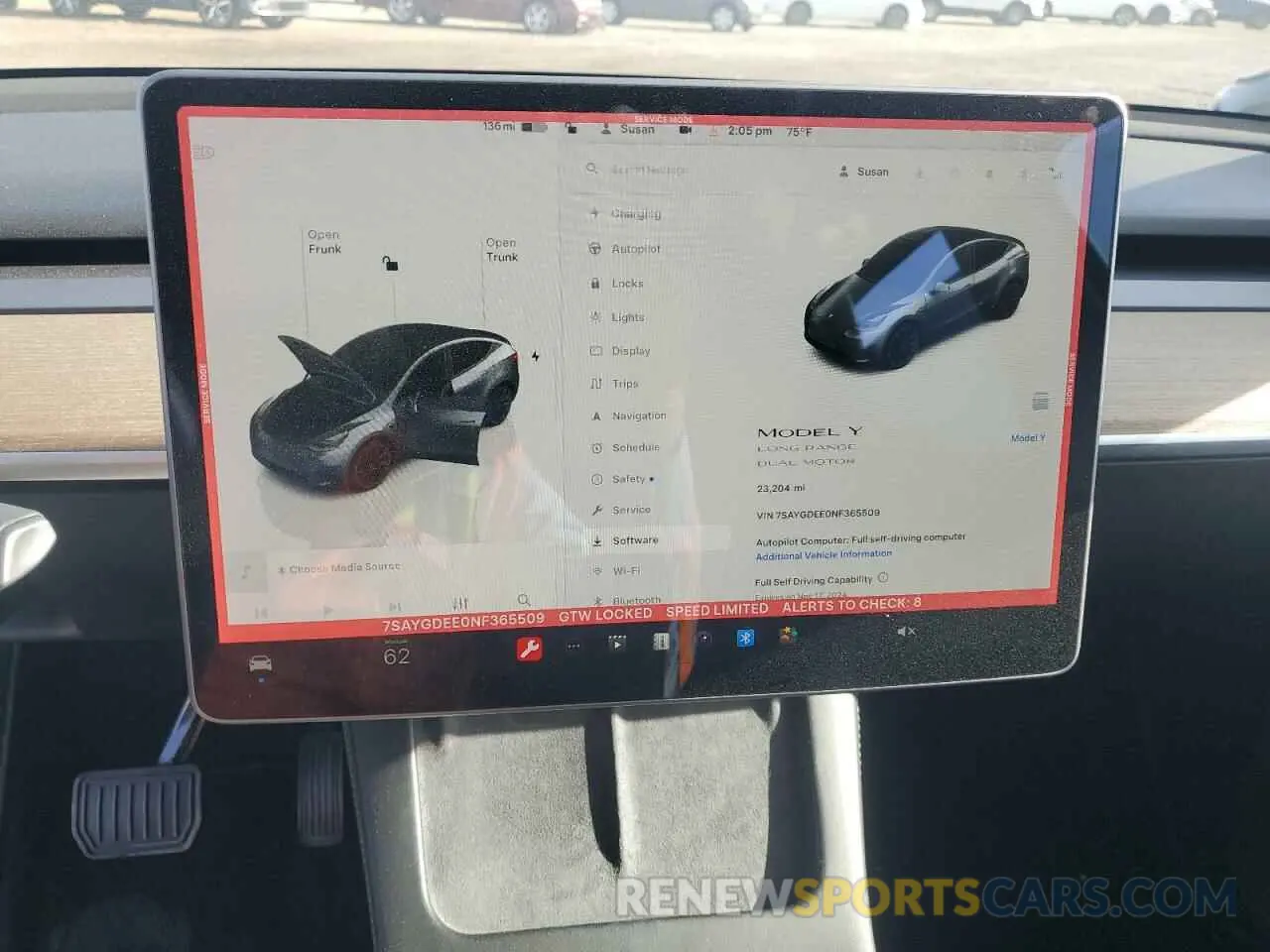9 fotografías del automóvil dañado 7SAYGDEE0NF365509 TESLA MODEL Y 2022