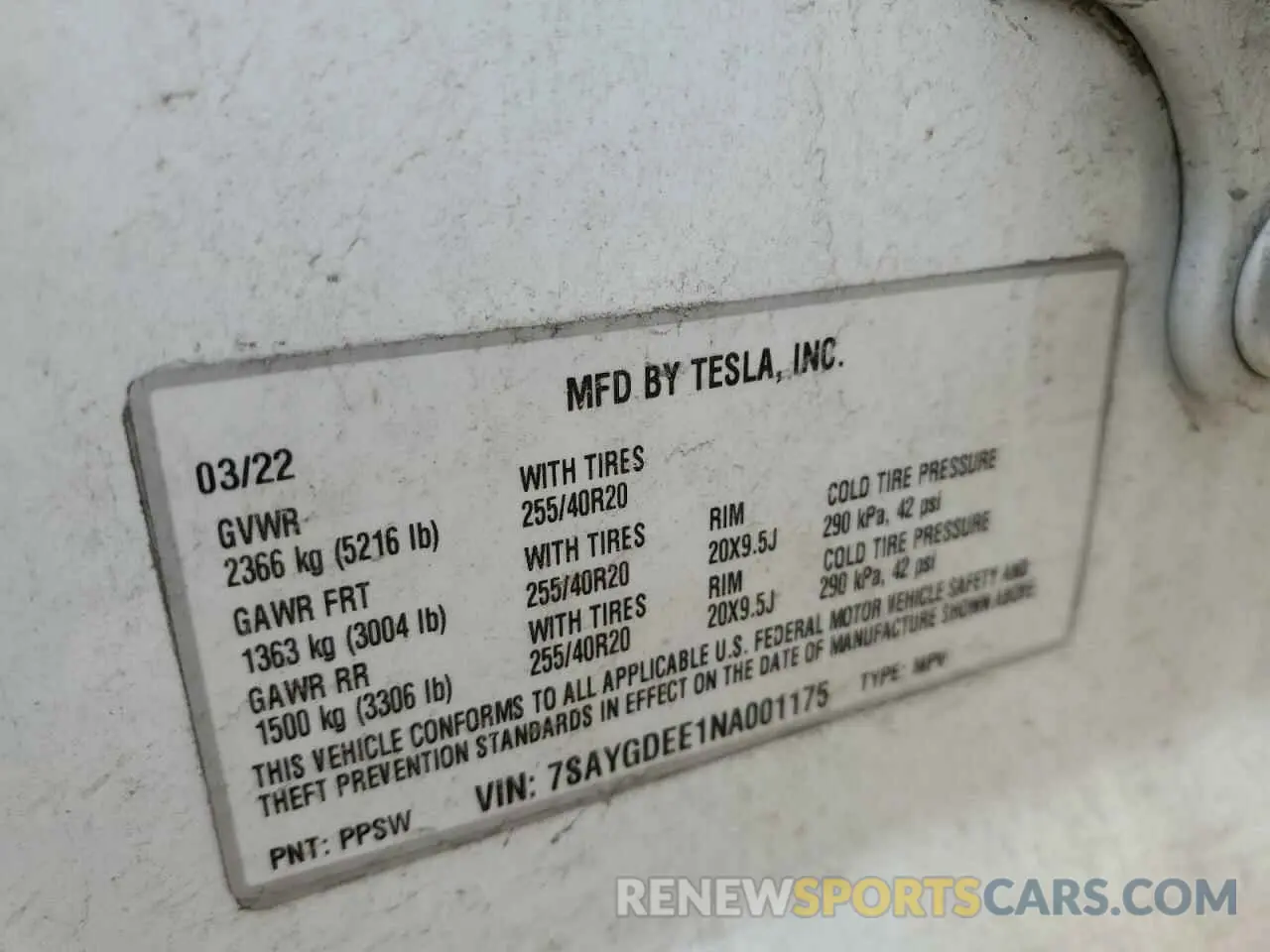 14 fotografías del automóvil dañado 7SAYGDEE1NA001175 TESLA MODEL Y 2022