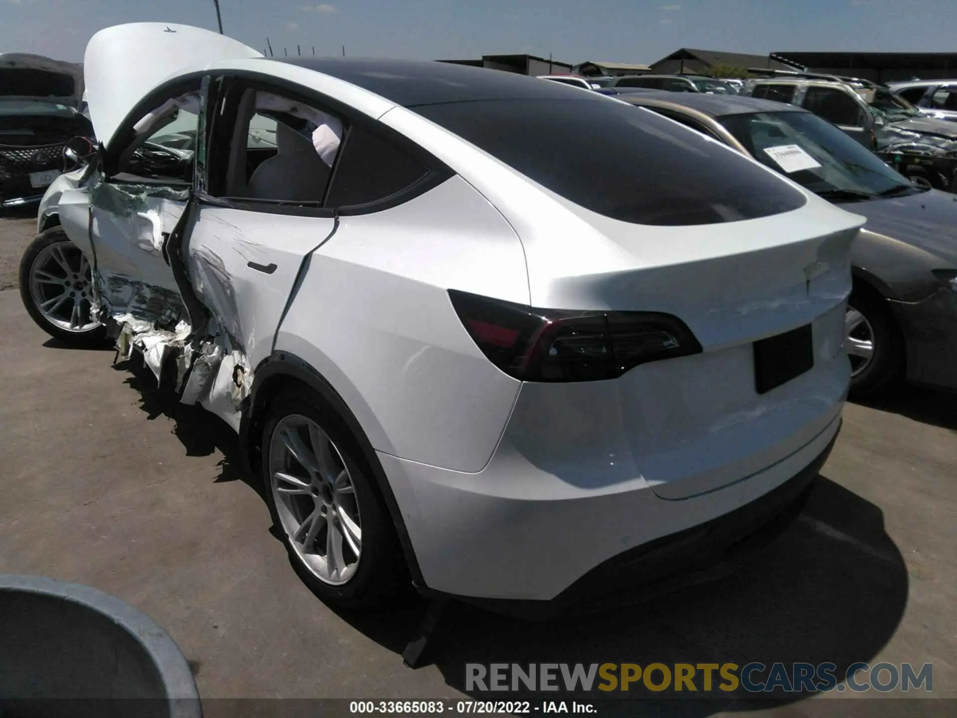 3 fotografías del automóvil dañado 7SAYGDEE1NF425989 TESLA MODEL Y 2022