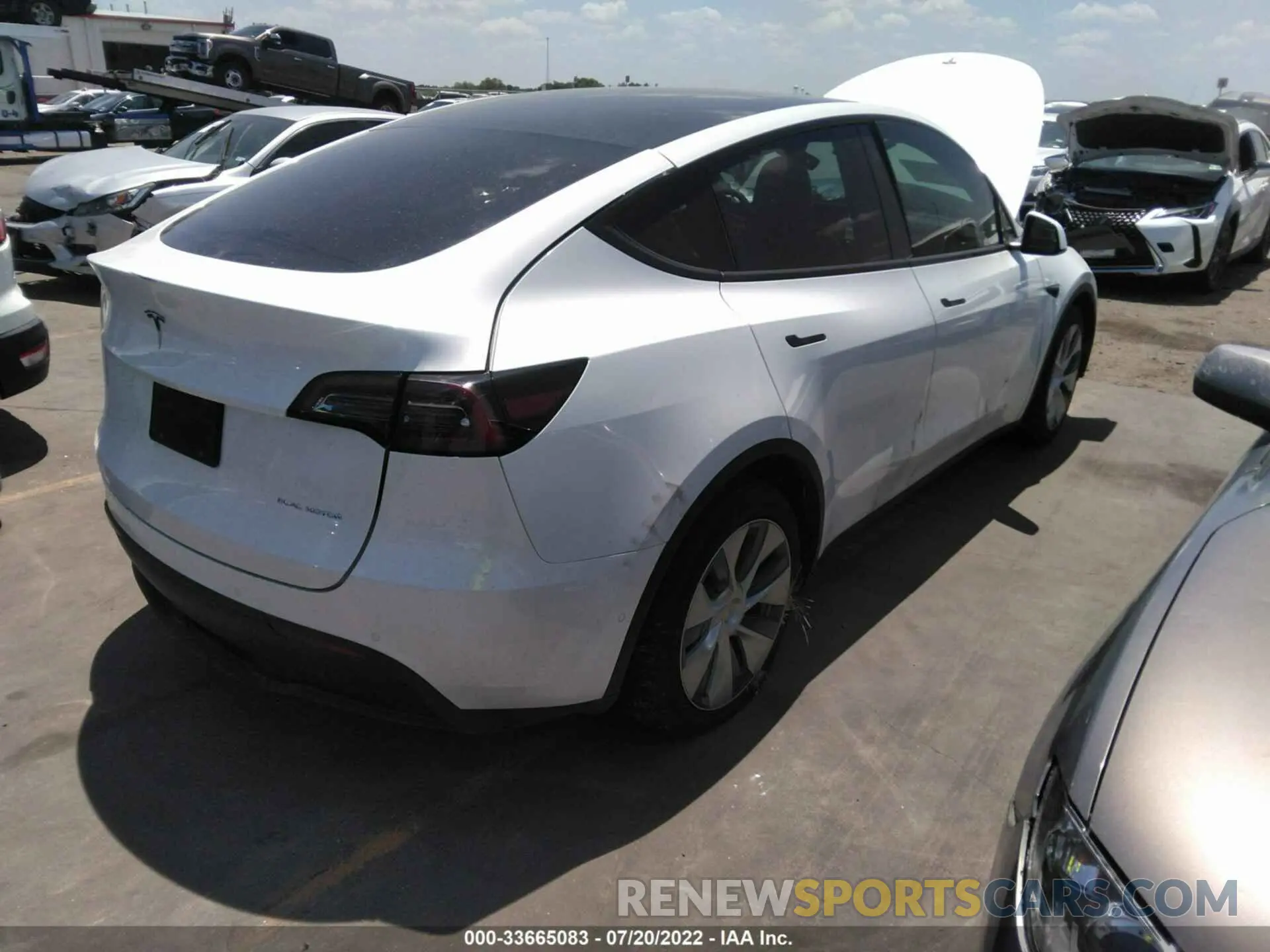 4 fotografías del automóvil dañado 7SAYGDEE1NF425989 TESLA MODEL Y 2022