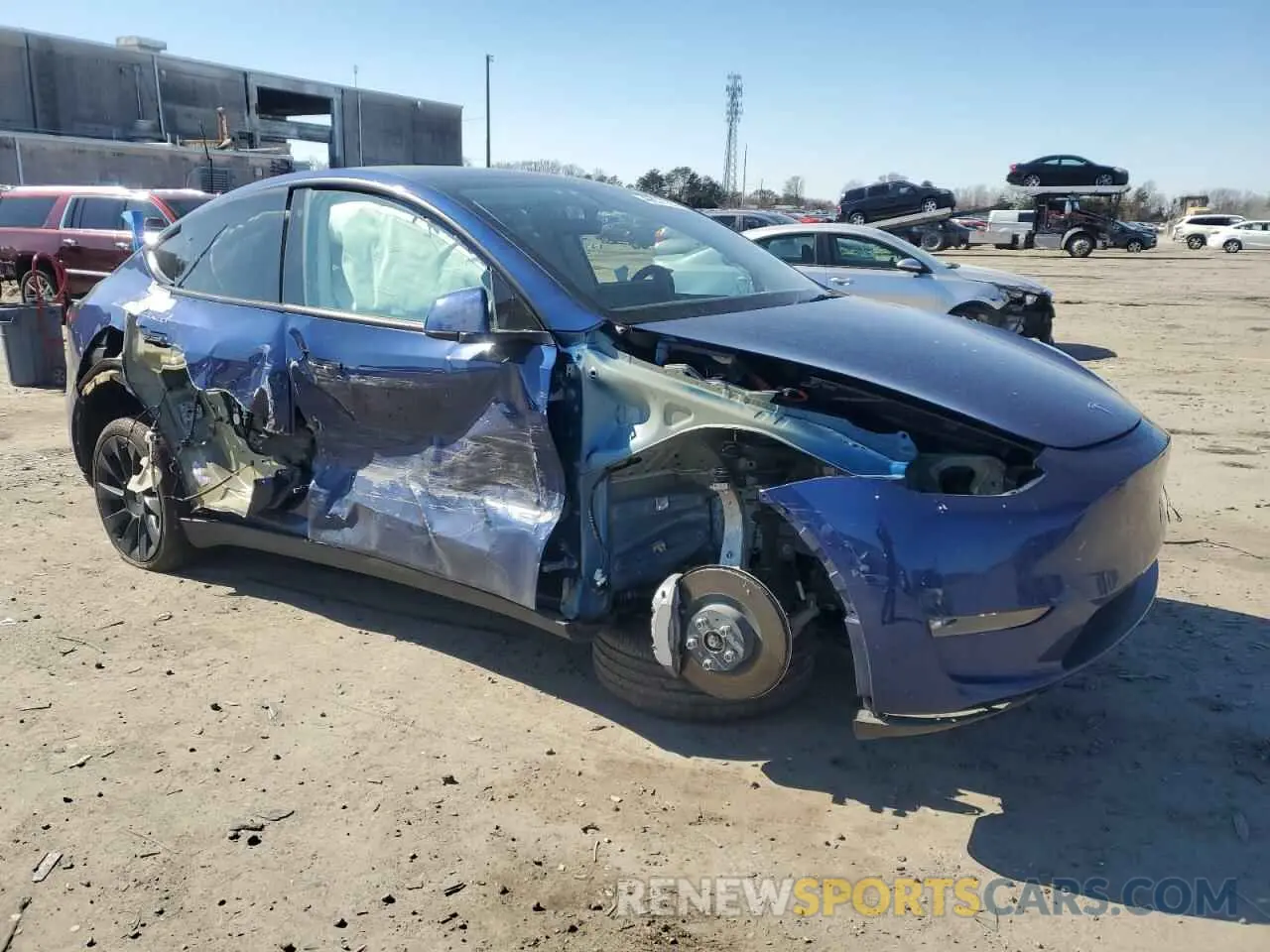 4 fotografías del automóvil dañado 7SAYGDEE1NF429931 TESLA MODEL Y 2022