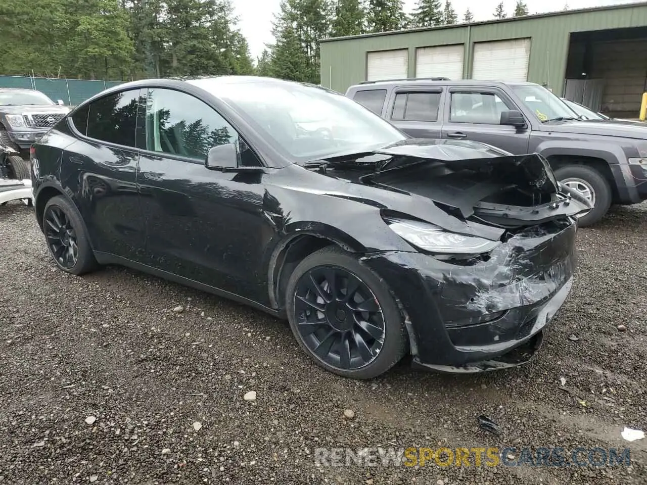 4 fotografías del automóvil dañado 7SAYGDEE1NF443196 TESLA MODEL Y 2022