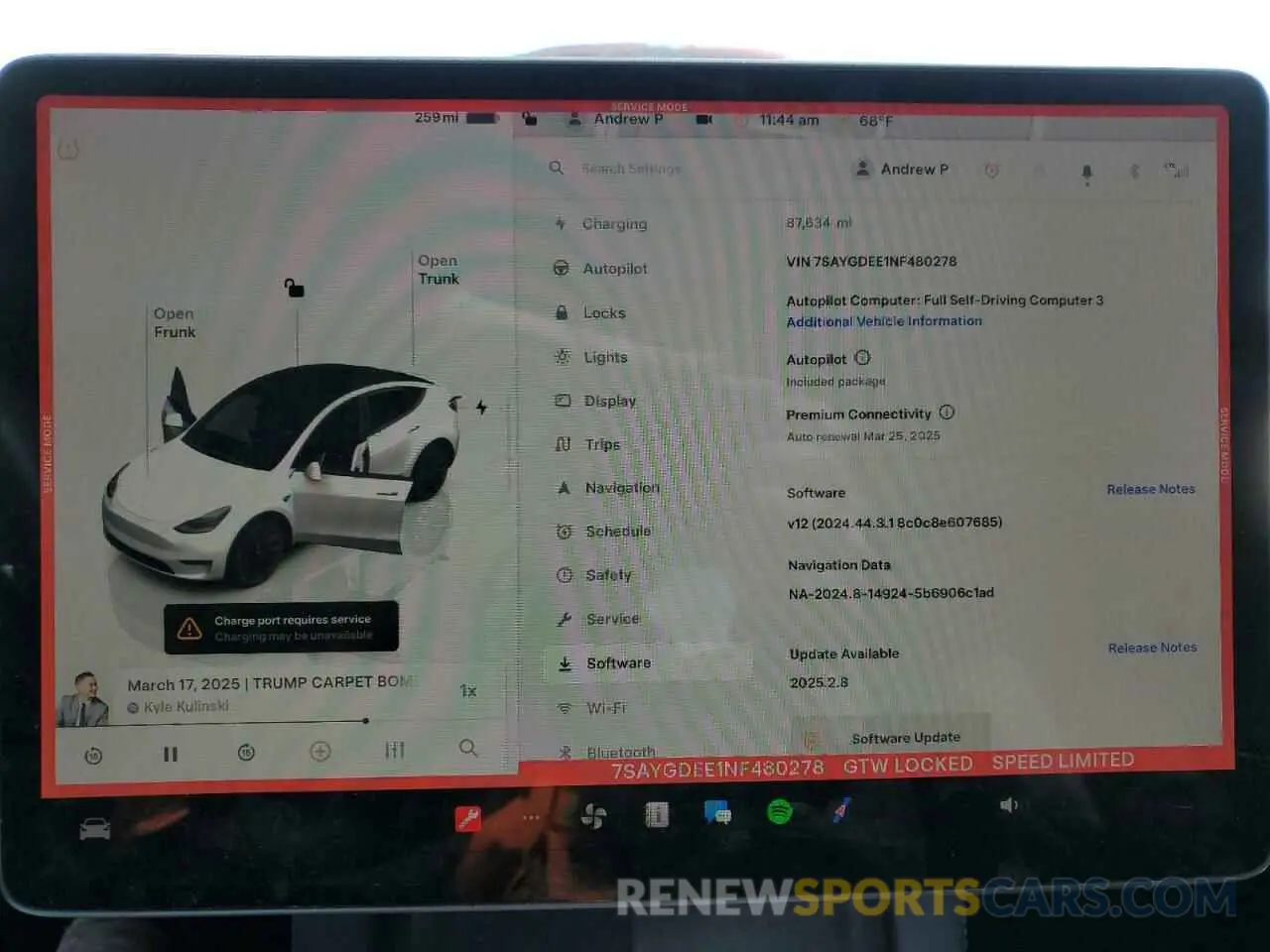 9 fotografías del automóvil dañado 7SAYGDEE1NF480278 TESLA MODEL Y 2022
