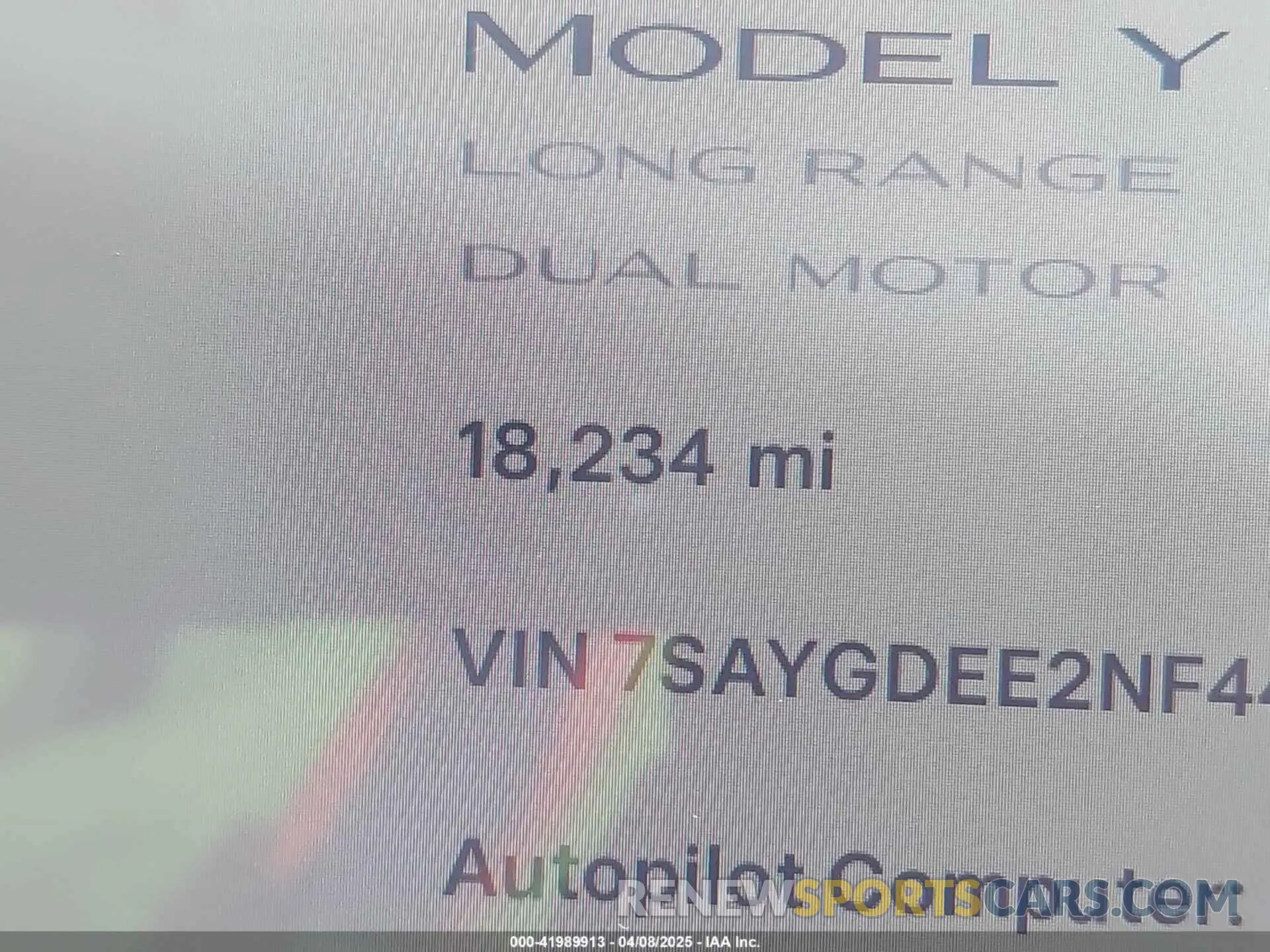 14 fotografías del automóvil dañado 7SAYGDEE2NF443174 TESLA MODEL Y 2022