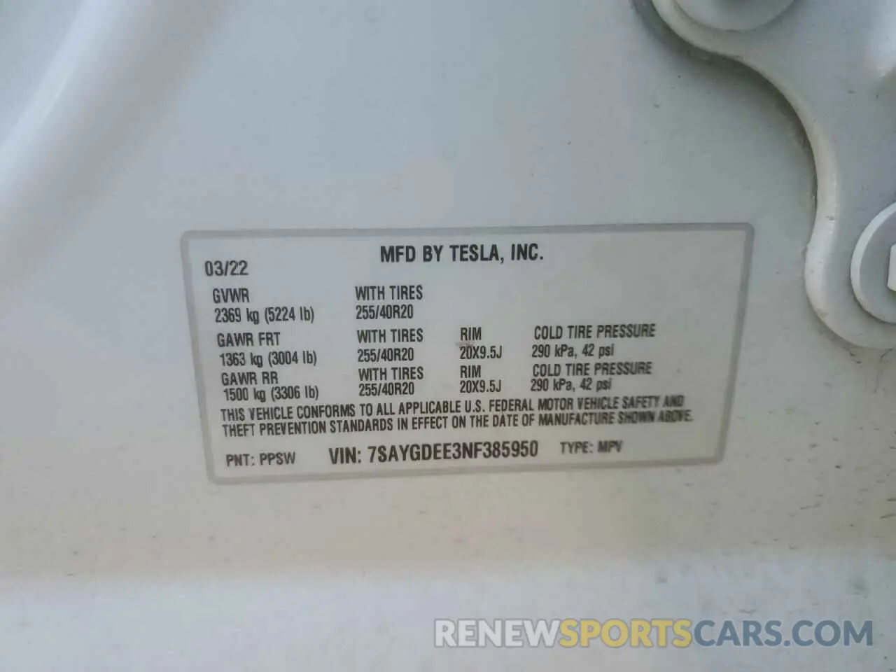 13 fotografías del automóvil dañado 7SAYGDEE3NF385950 TESLA MODEL Y 2022