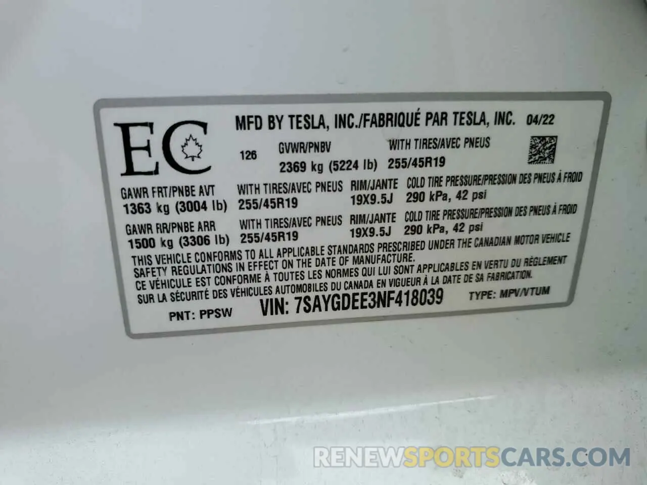 13 fotografías del automóvil dañado 7SAYGDEE3NF418039 TESLA MODEL Y 2022