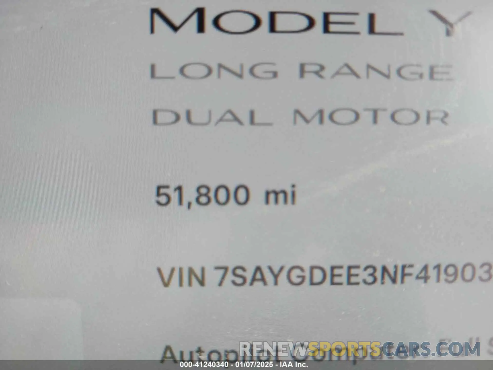 16 fotografías del automóvil dañado 7SAYGDEE3NF419031 TESLA MODEL Y 2022