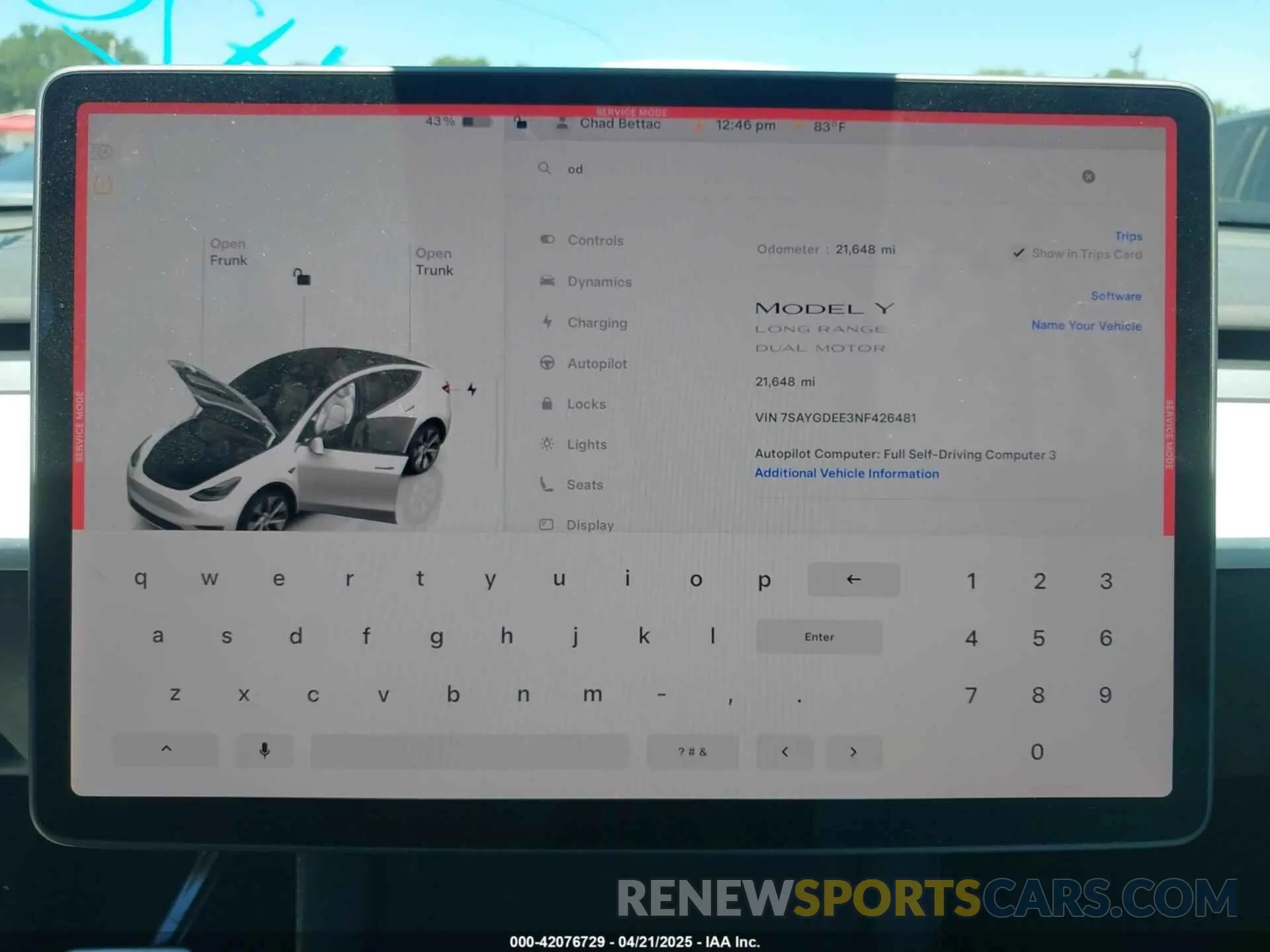 18 fotografías del automóvil dañado 7SAYGDEE3NF426481 TESLA MODEL Y 2022