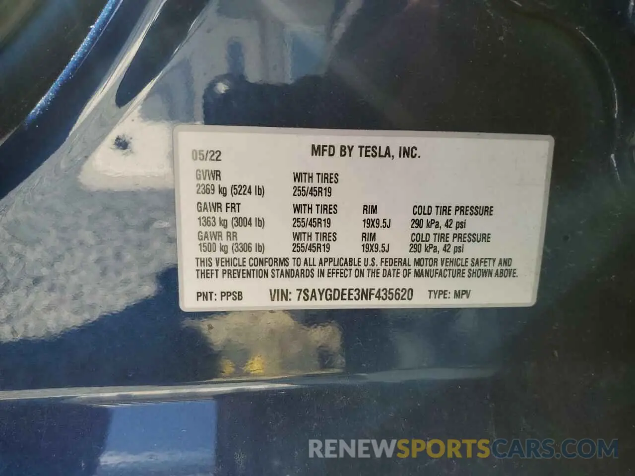 14 fotografías del automóvil dañado 7SAYGDEE3NF435620 TESLA MODEL Y 2022