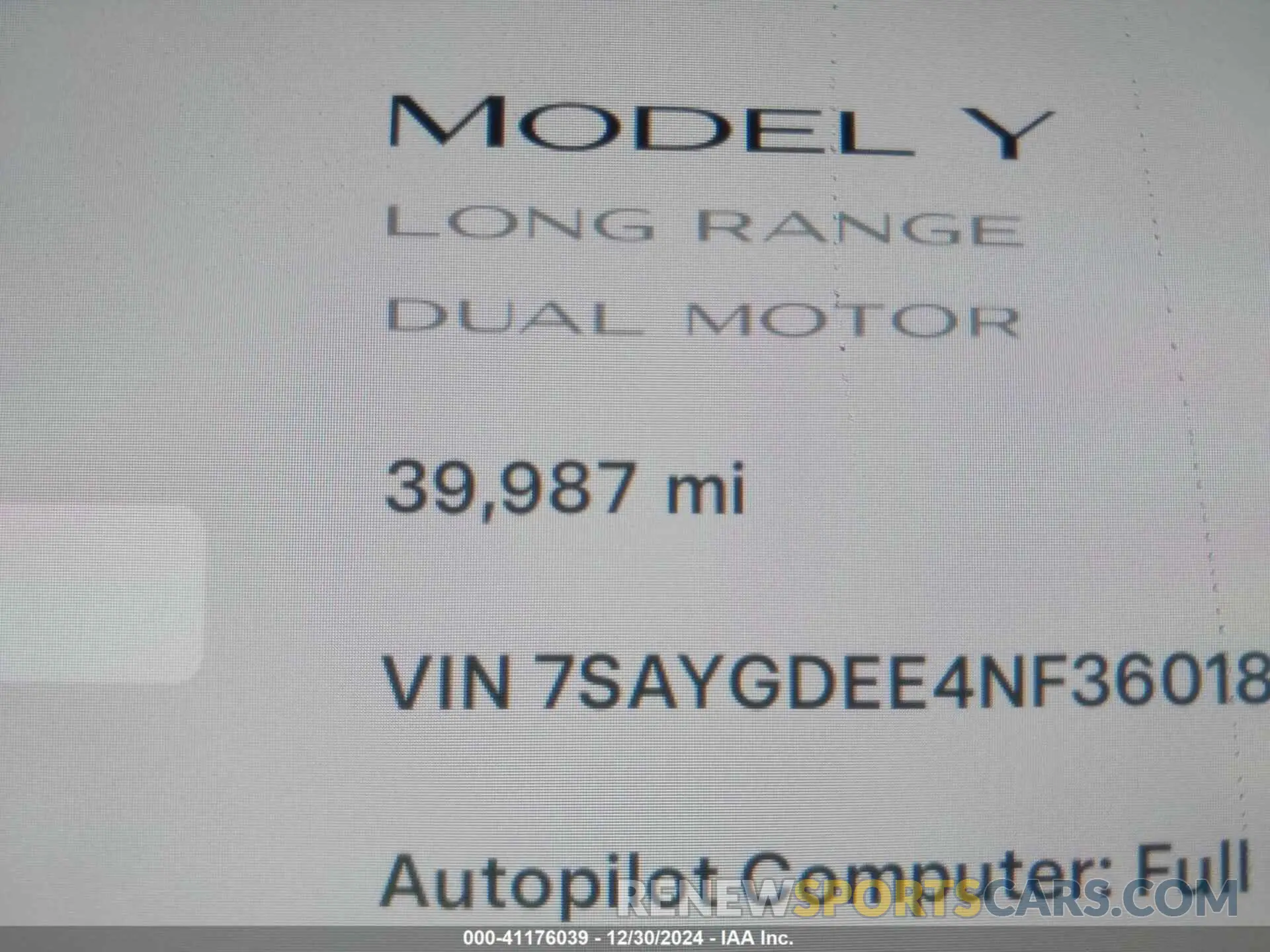 14 fotografías del automóvil dañado 7SAYGDEE4NF360183 TESLA MODEL Y 2022