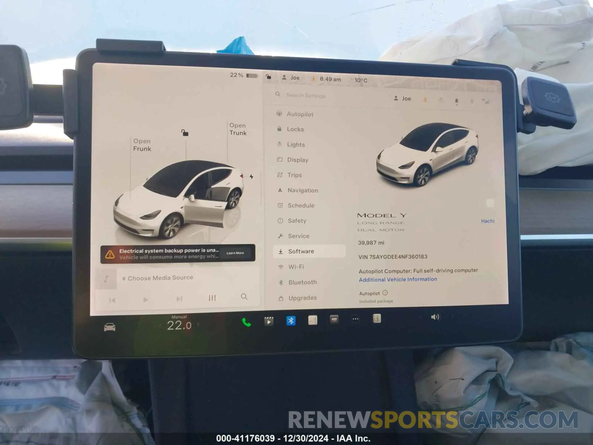 17 fotografías del automóvil dañado 7SAYGDEE4NF360183 TESLA MODEL Y 2022