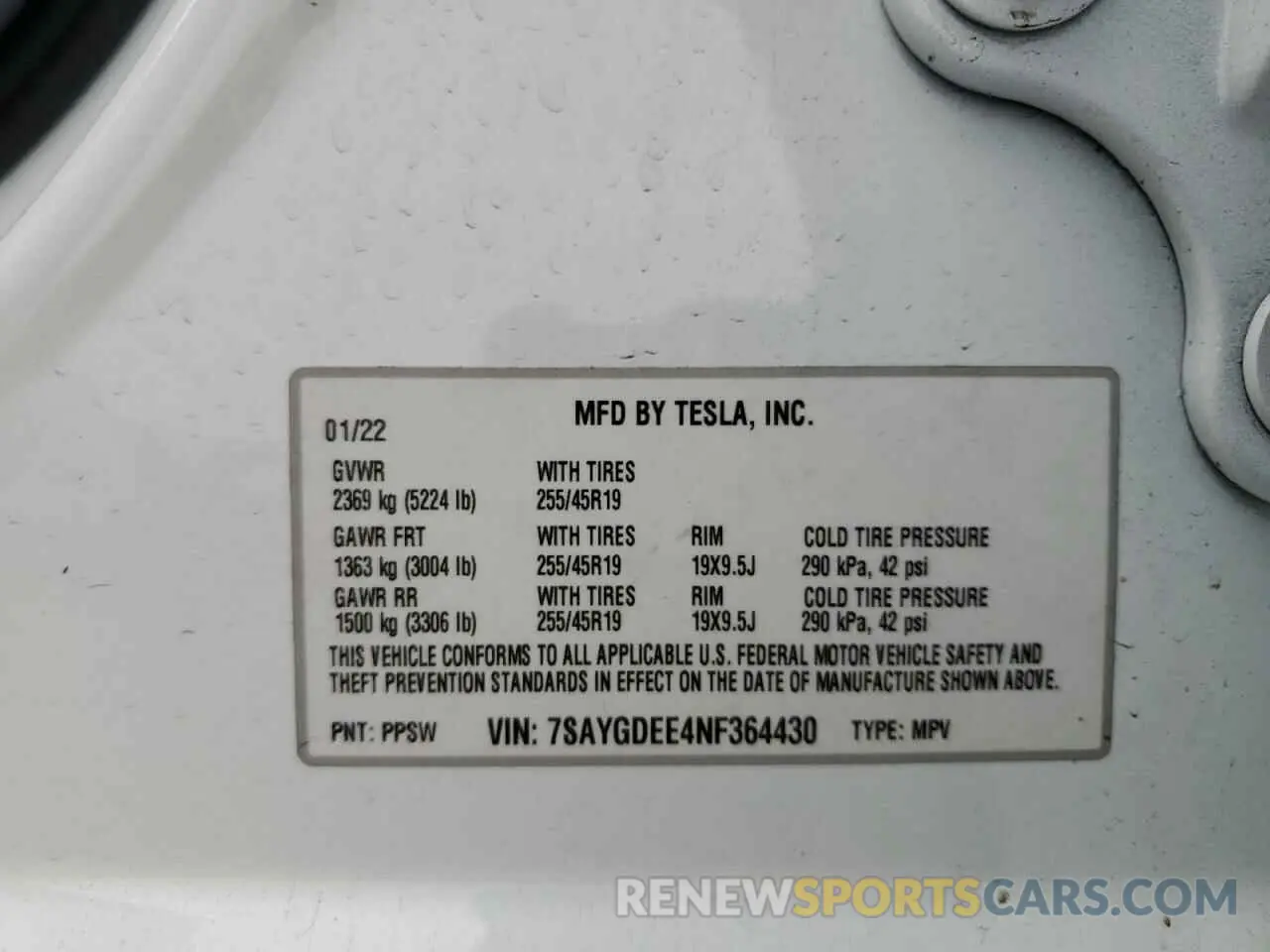 13 fotografías del automóvil dañado 7SAYGDEE4NF364430 TESLA MODEL Y 2022
