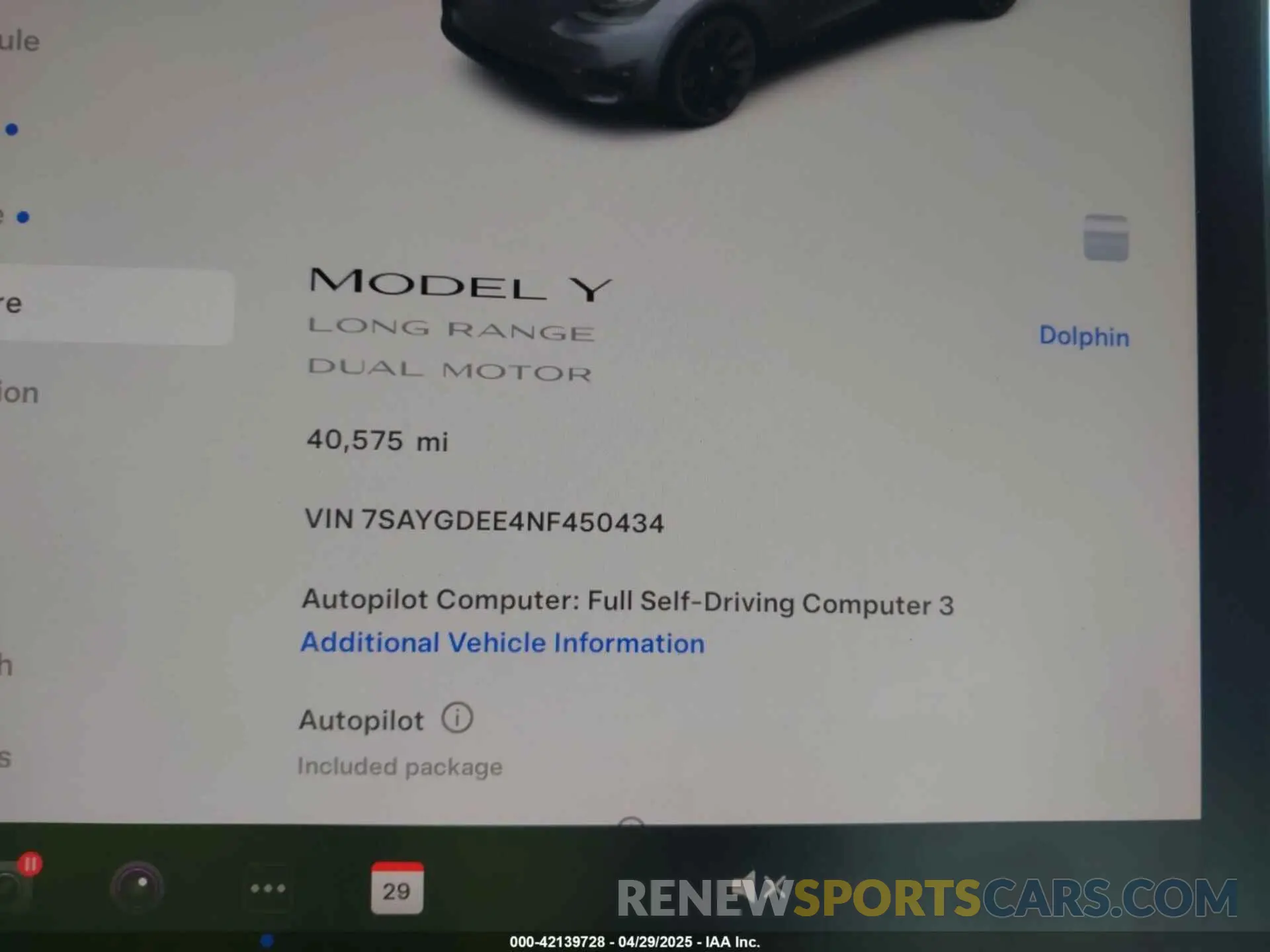 9 fotografías del automóvil dañado 7SAYGDEE4NF450434 TESLA MODEL Y 2022