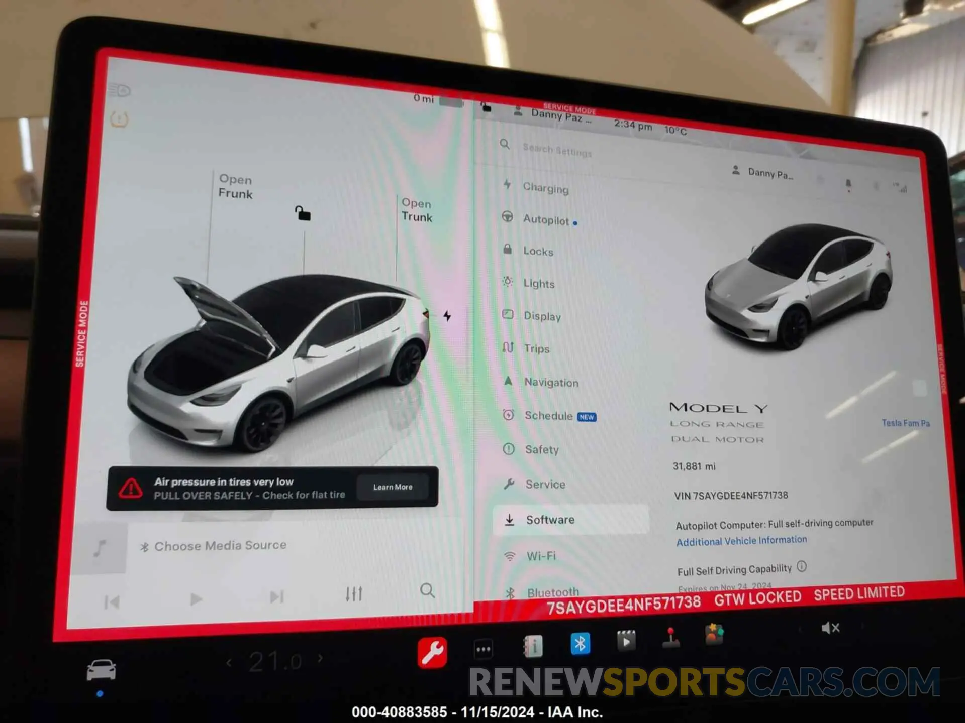 7 fotografías del automóvil dañado 7SAYGDEE4NF571738 TESLA MODEL Y 2022