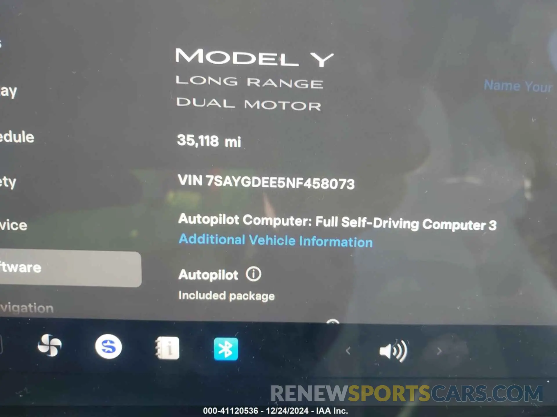 15 fotografías del automóvil dañado 7SAYGDEE5NF458073 TESLA MODEL Y 2022