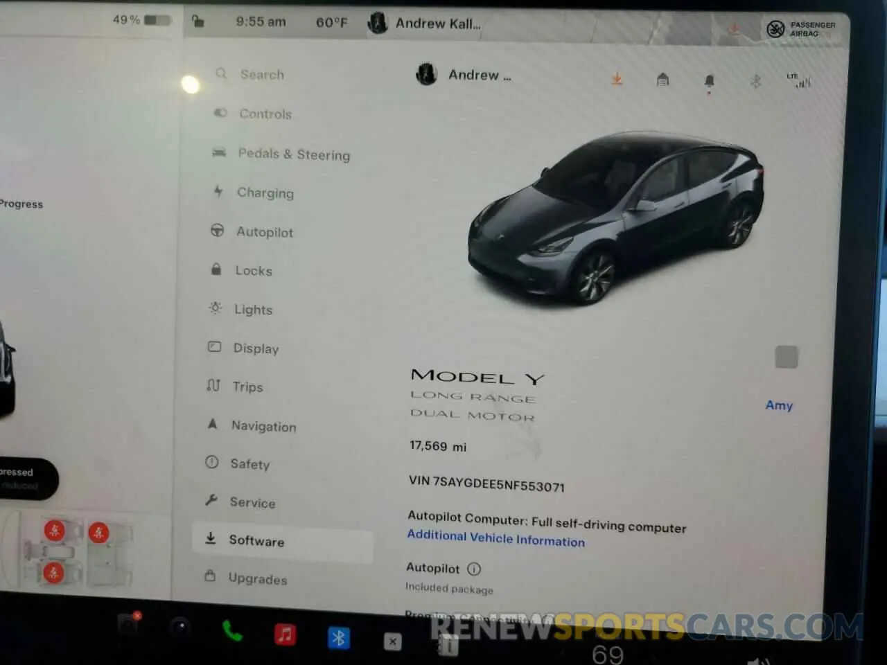 9 fotografías del automóvil dañado 7SAYGDEE5NF553071 TESLA MODEL Y 2022