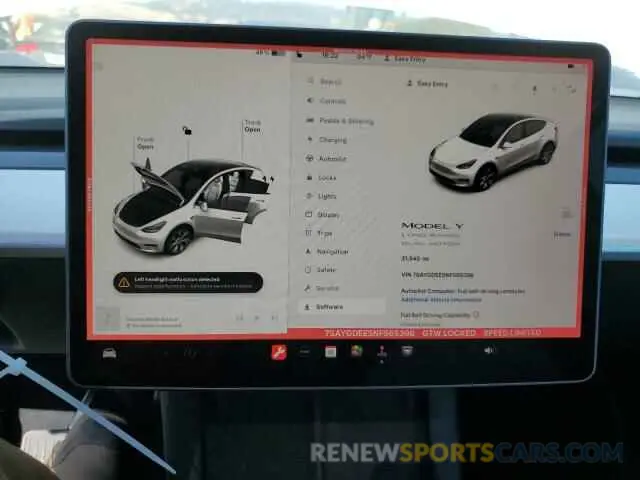 9 fotografías del automóvil dañado 7SAYGDEE5NF565396 TESLA MODEL Y 2022