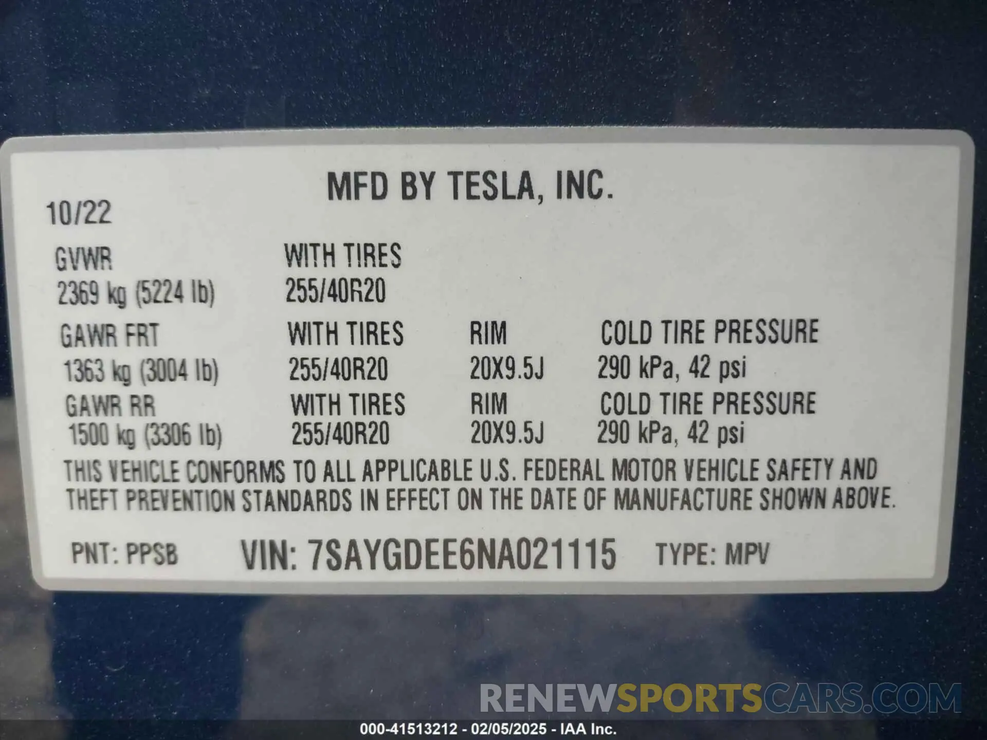 9 fotografías del automóvil dañado 7SAYGDEE6NA021115 TESLA MODEL Y 2022