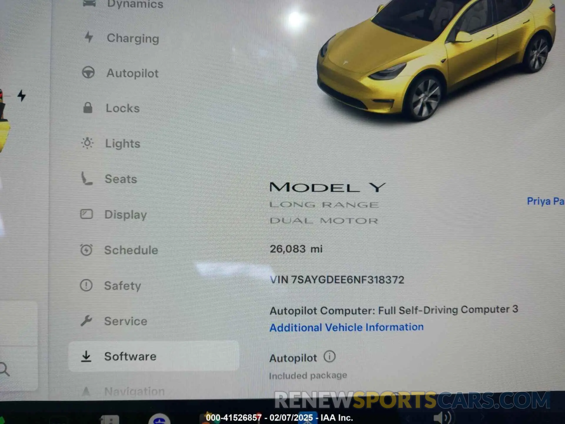7 fotografías del automóvil dañado 7SAYGDEE6NF318372 TESLA MODEL Y 2022