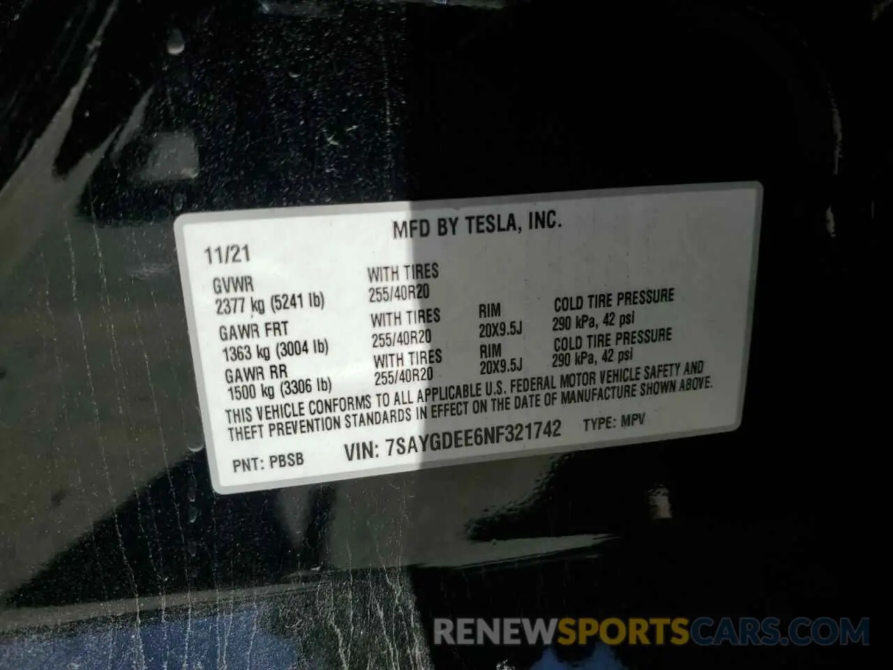 12 fotografías del automóvil dañado 7SAYGDEE6NF321742 TESLA MODEL Y 2022