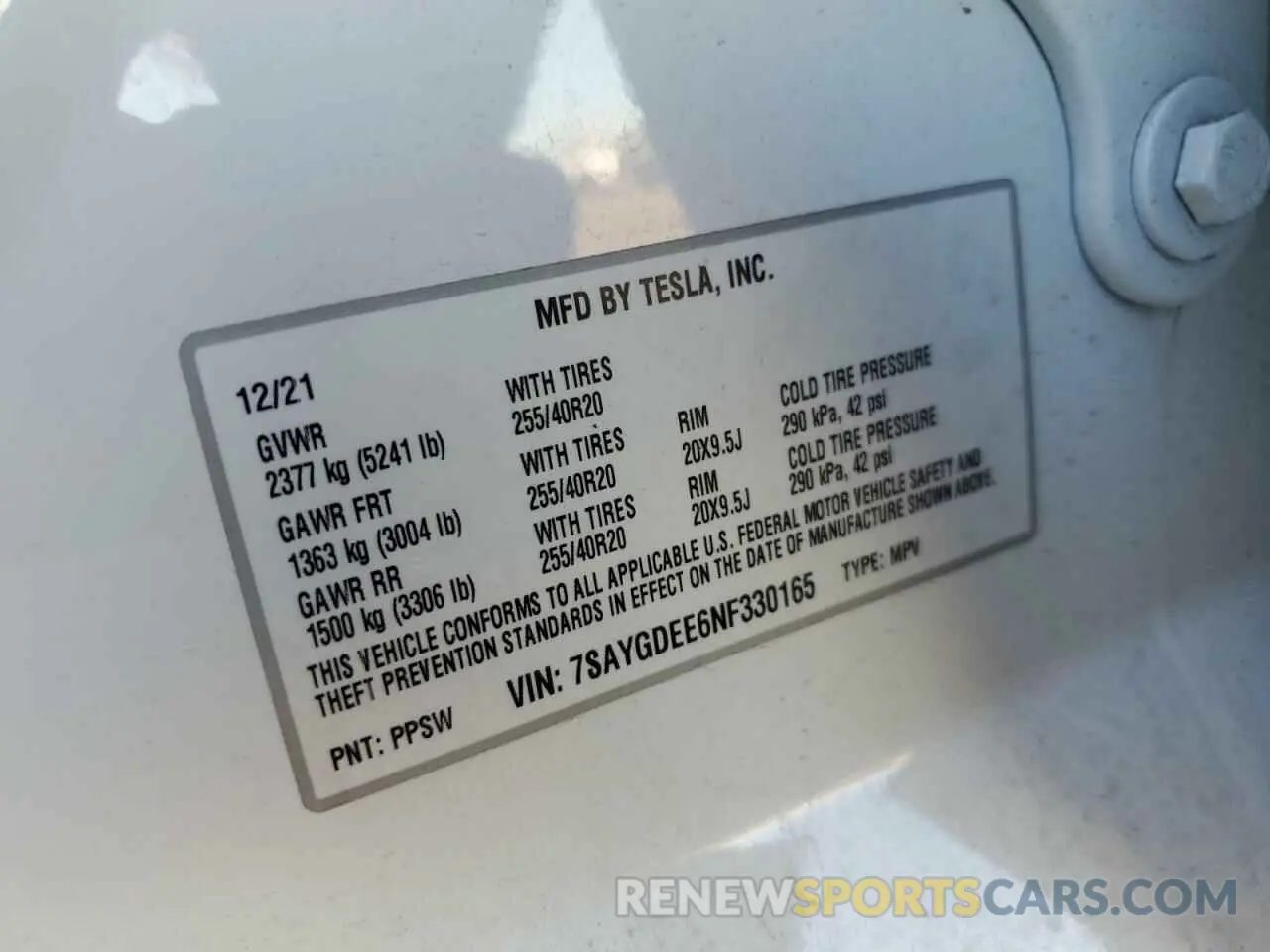 12 fotografías del automóvil dañado 7SAYGDEE6NF330165 TESLA MODEL Y 2022
