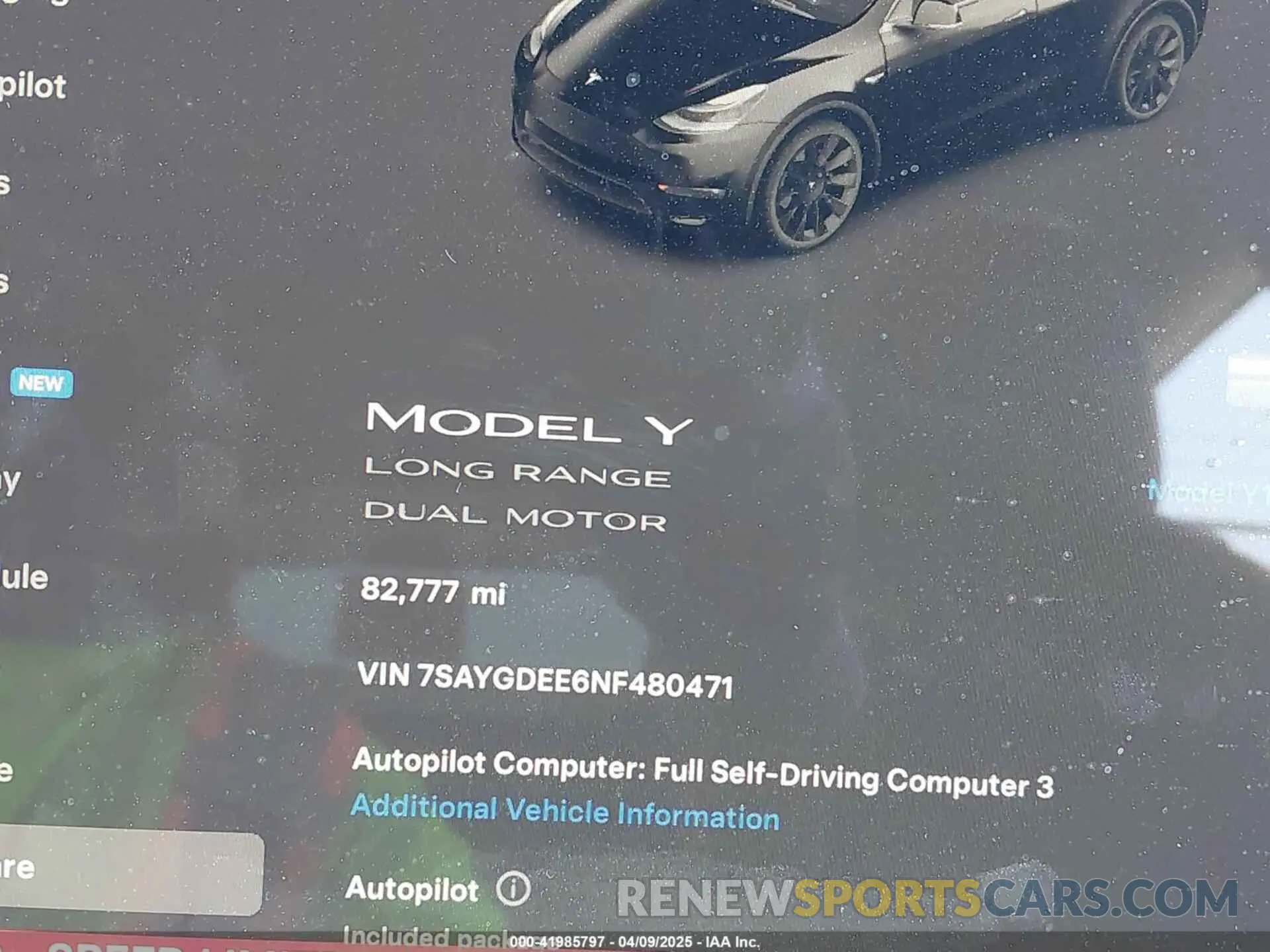 7 fotografías del automóvil dañado 7SAYGDEE6NF480471 TESLA MODEL Y 2022