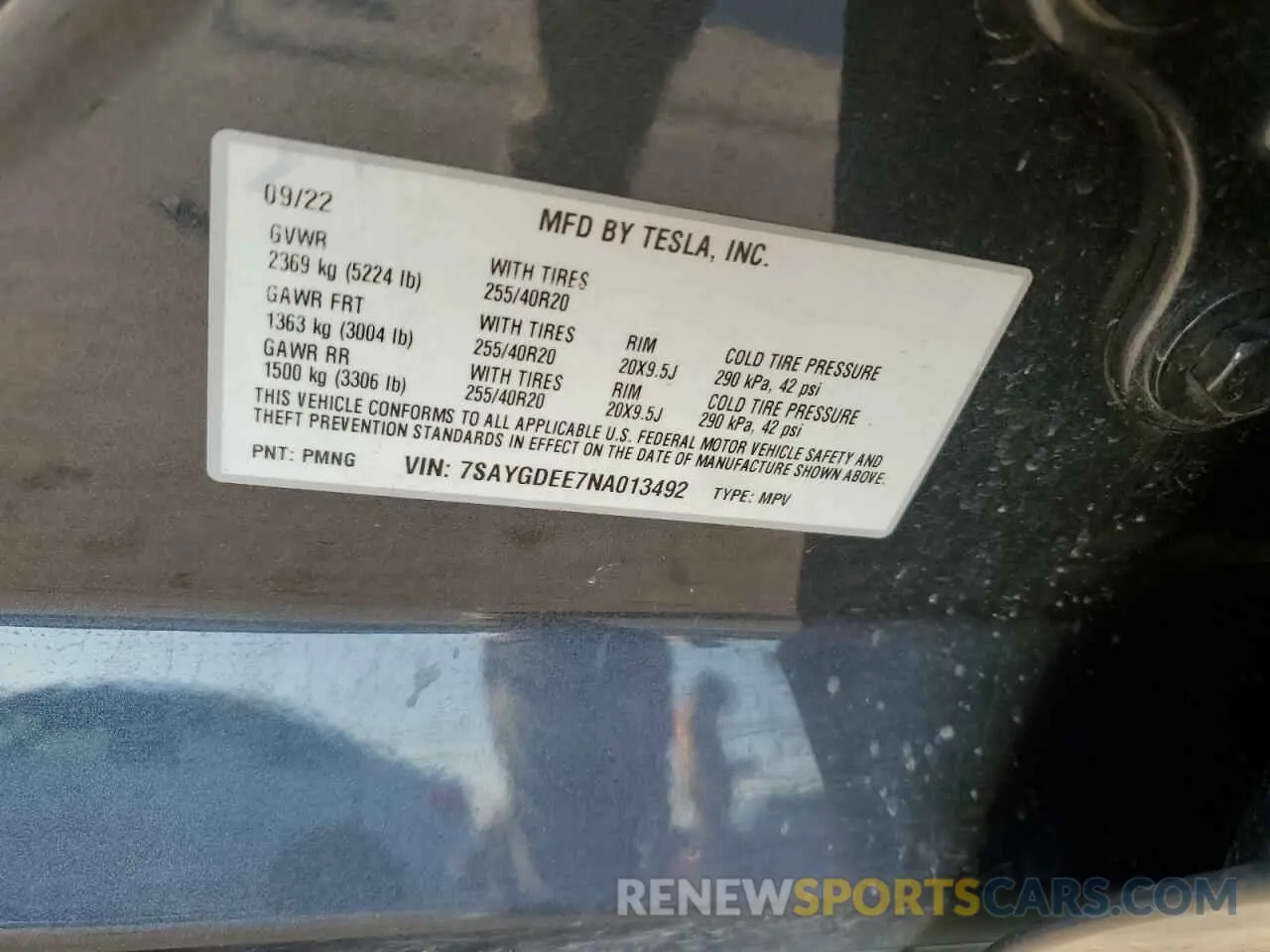 13 fotografías del automóvil dañado 7SAYGDEE7NA013492 TESLA MODEL Y 2022