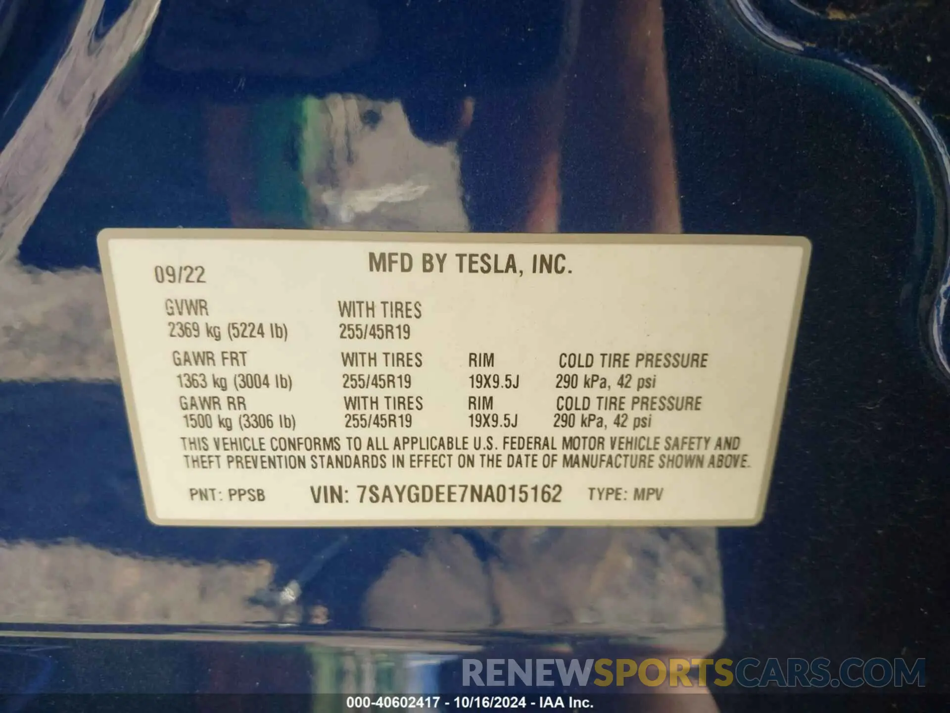 9 fotografías del automóvil dañado 7SAYGDEE7NA015162 TESLA MODEL Y 2022