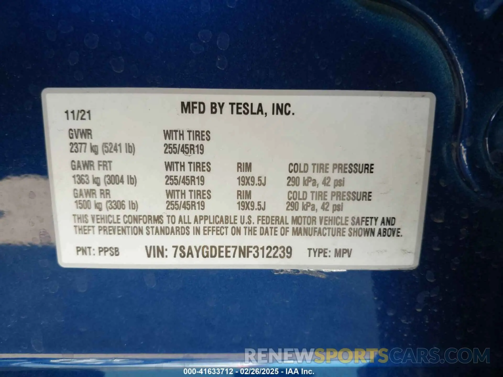 9 fotografías del automóvil dañado 7SAYGDEE7NF312239 TESLA MODEL Y 2022