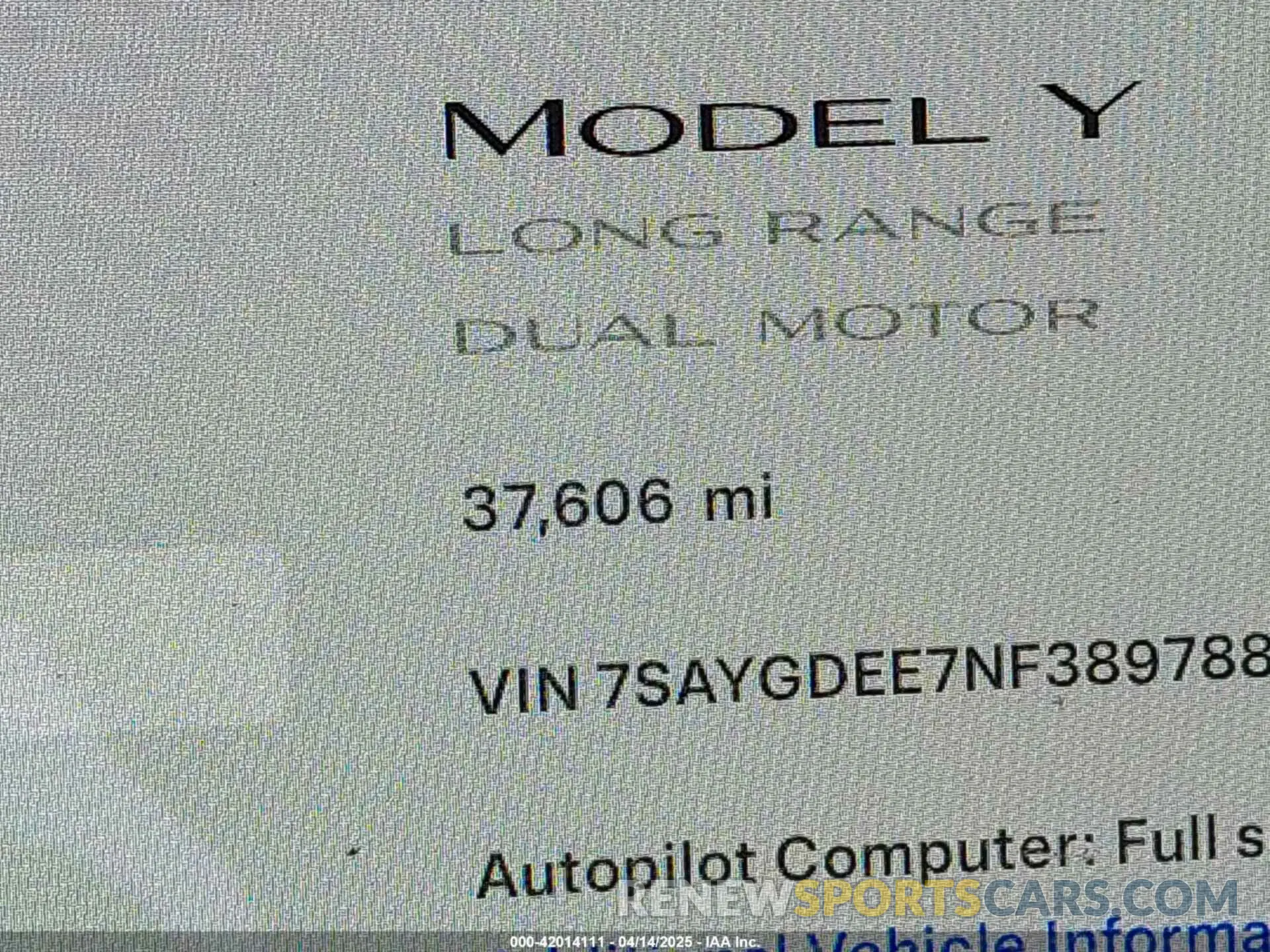 14 fotografías del automóvil dañado 7SAYGDEE7NF389788 TESLA MODEL Y 2022