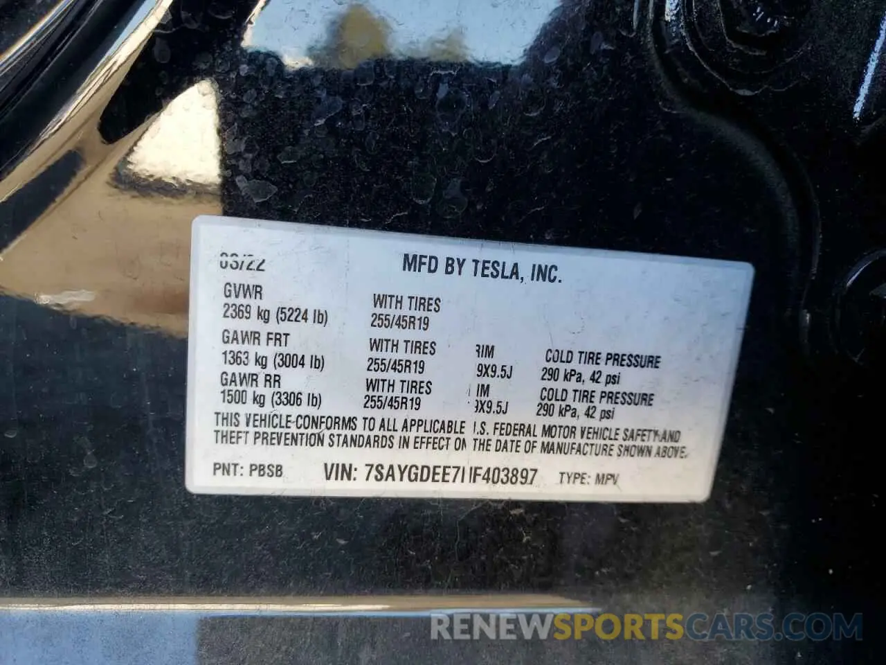 16 fotografías del automóvil dañado 7SAYGDEE7NF403897 TESLA MODEL Y 2022