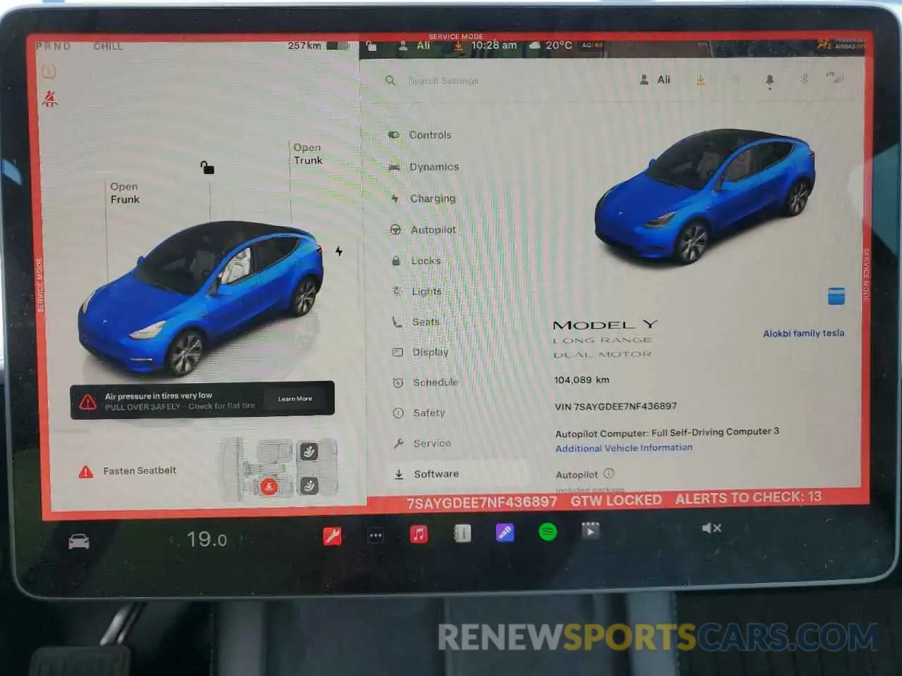 9 fotografías del automóvil dañado 7SAYGDEE7NF436897 TESLA MODEL Y 2022