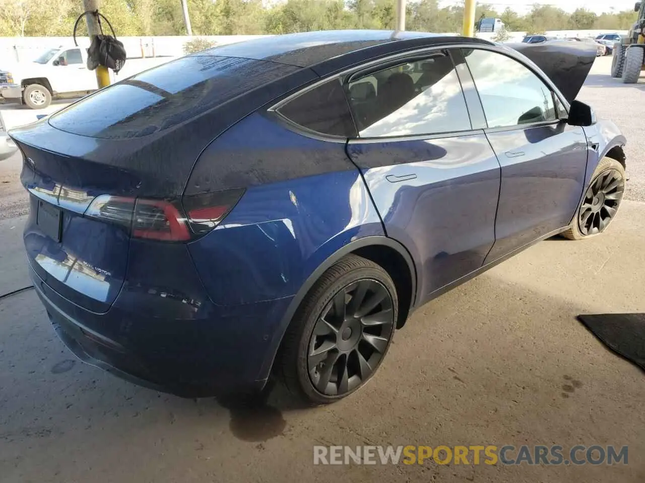 3 fotografías del automóvil dañado 7SAYGDEE7NF480656 TESLA MODEL Y 2022