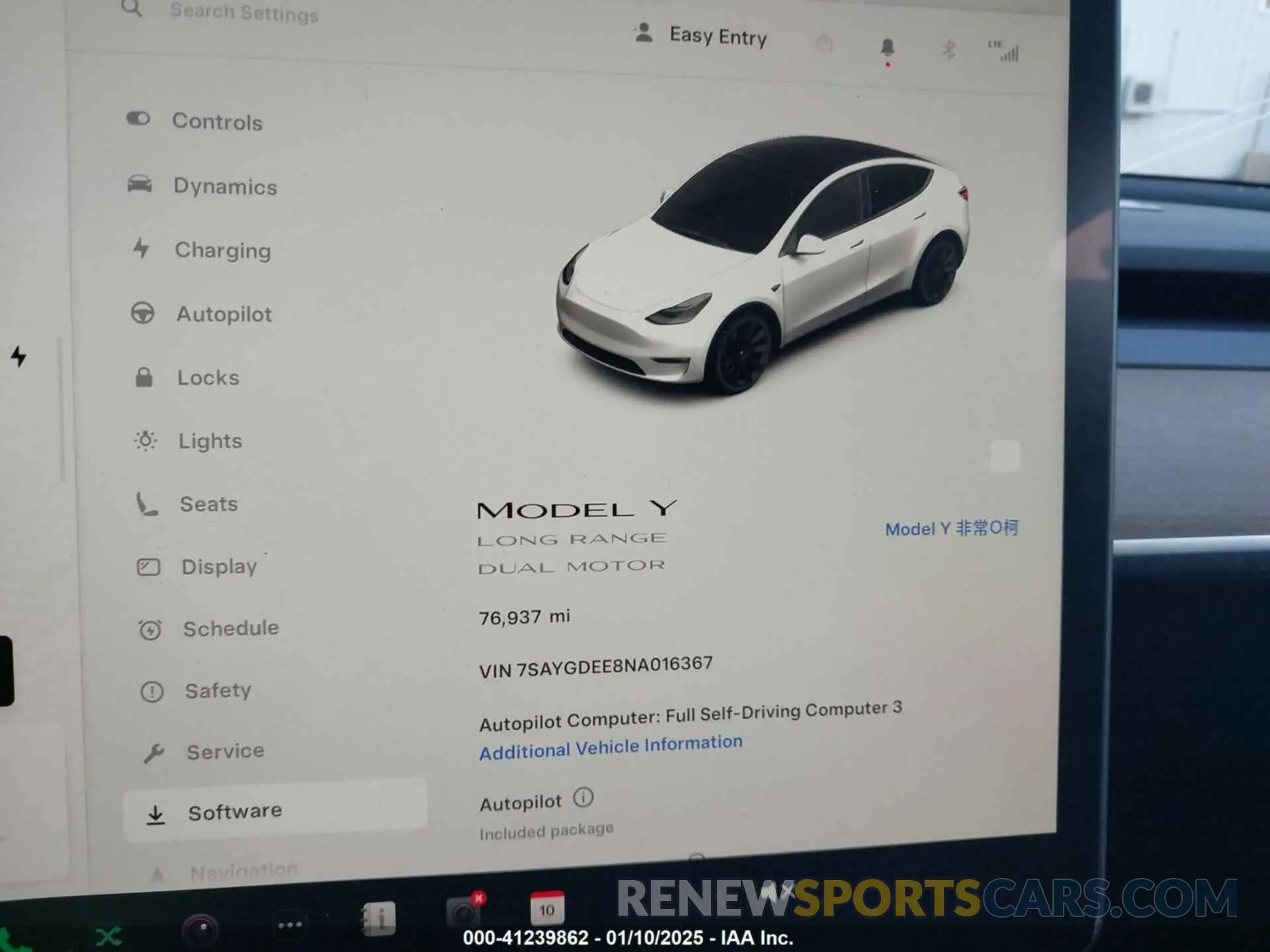 7 fotografías del automóvil dañado 7SAYGDEE8NA016367 TESLA MODEL Y 2022