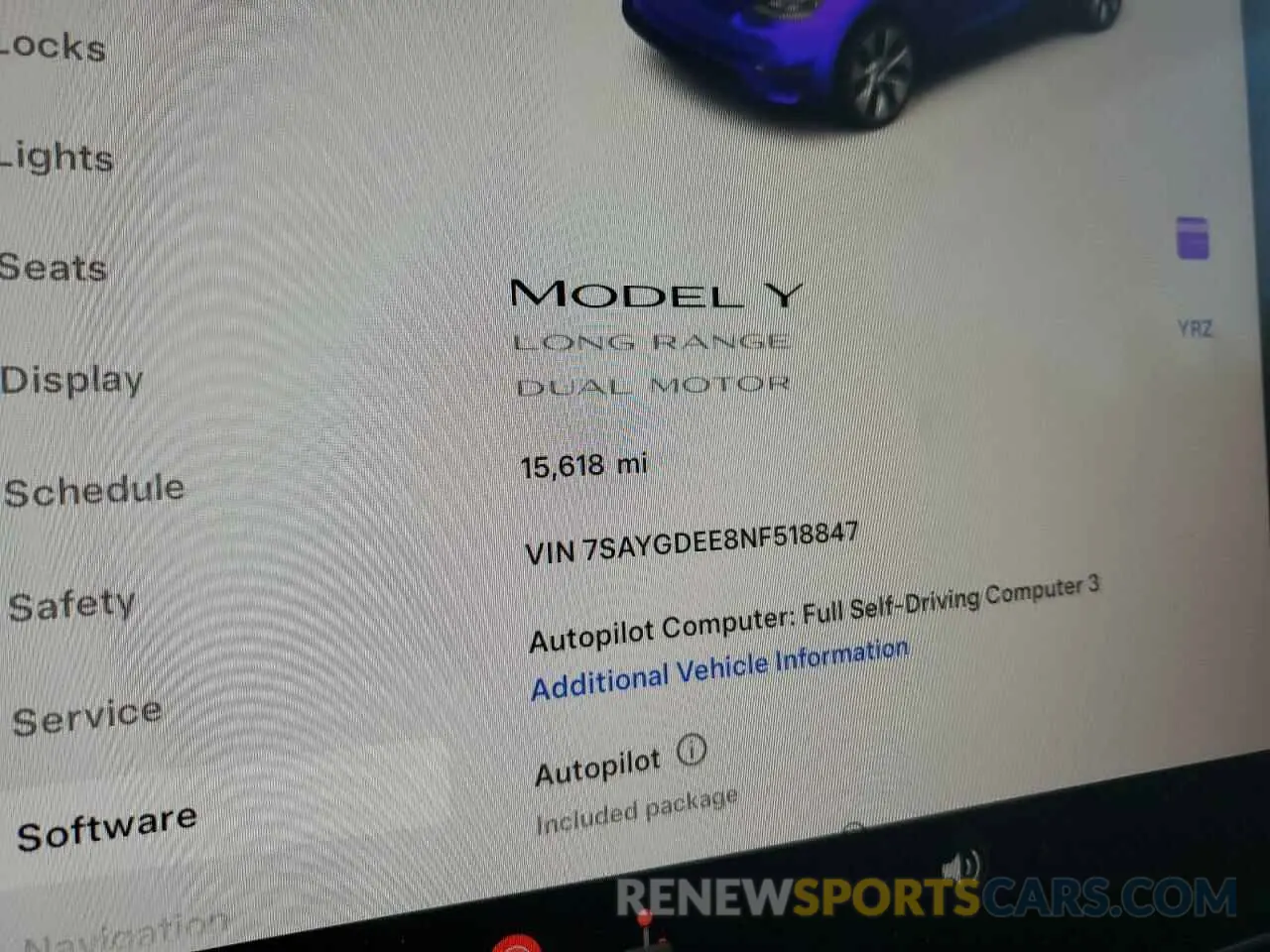 9 fotografías del automóvil dañado 7SAYGDEE8NF518847 TESLA MODEL Y 2022