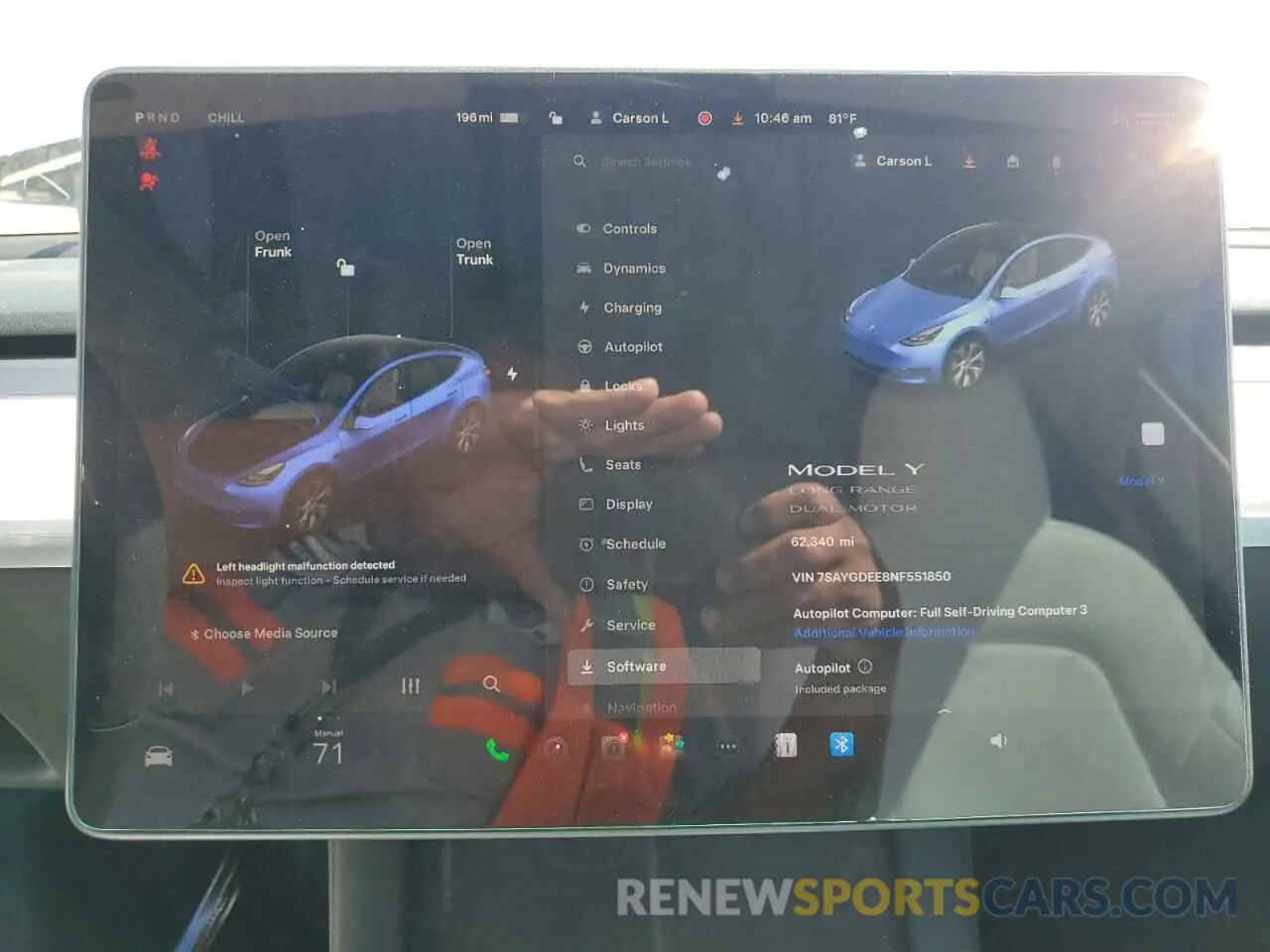 9 fotografías del automóvil dañado 7SAYGDEE8NF551850 TESLA MODEL Y 2022